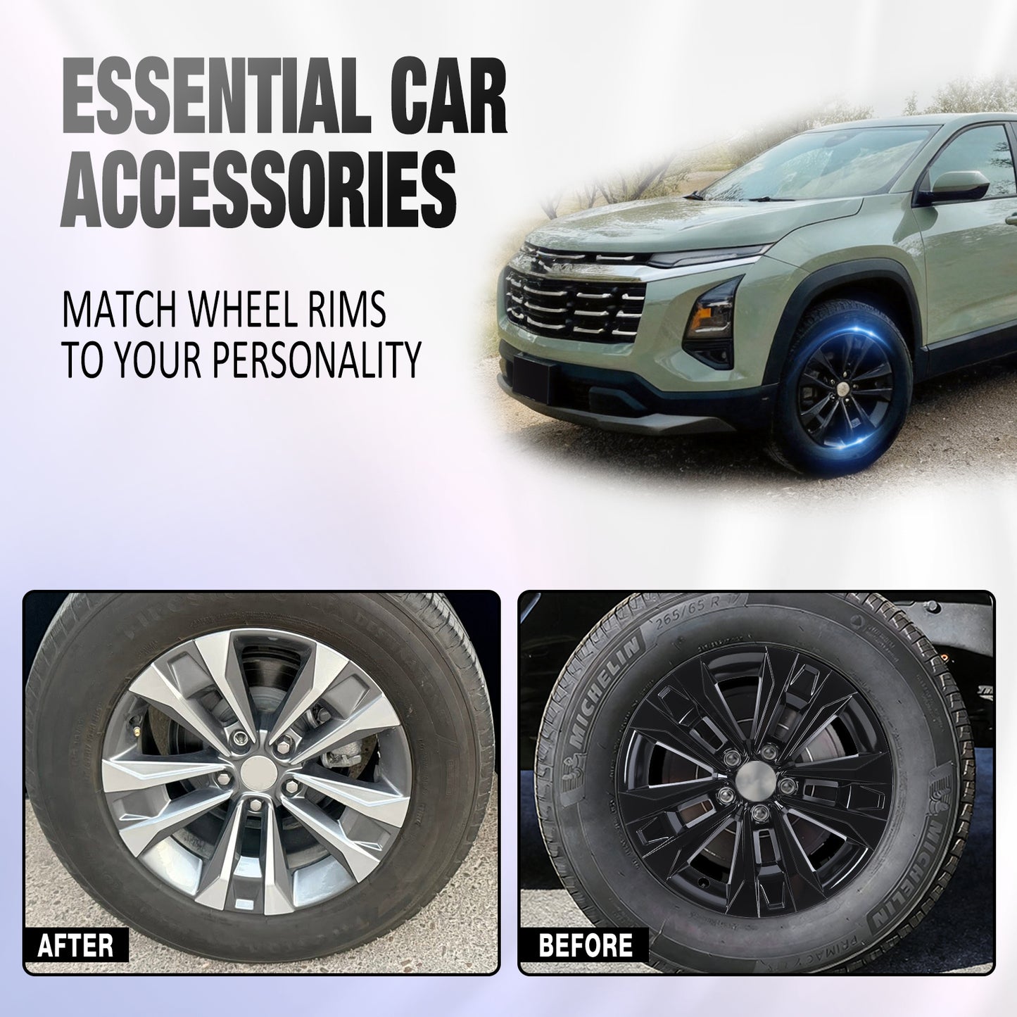 17 Inch Wheel Skins for 2025-2026 Chevrolet Equinox LT - Black Lacquer