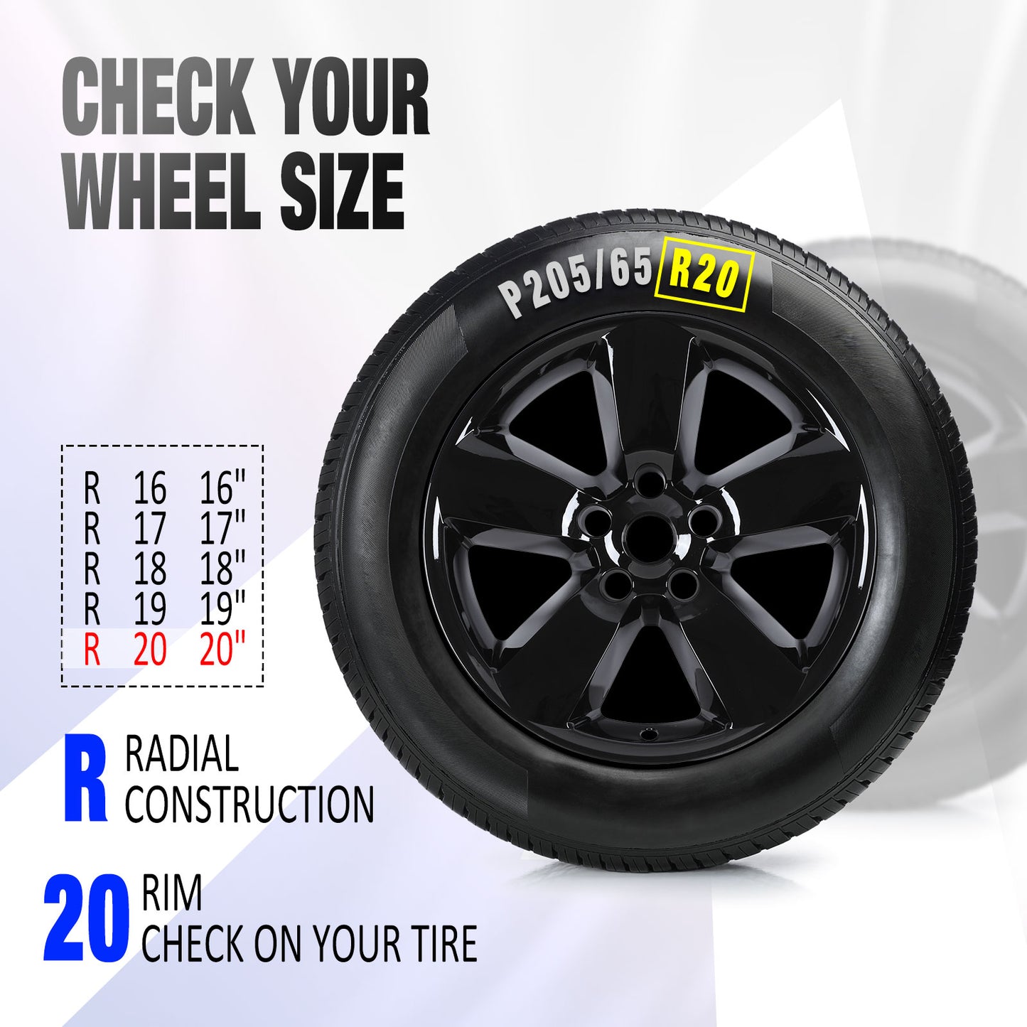 20 Inch Wheel Skins for 2013-2018 Dodge Ram 1500 & 2019-2023 Ram 1500 Classic - Black Lacquer