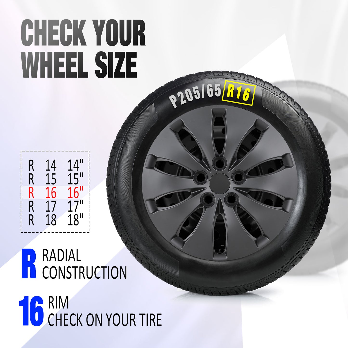 16 Inch Wheel Hubcaps for 2008-2012 Honda Accord Sedan - Matte Black