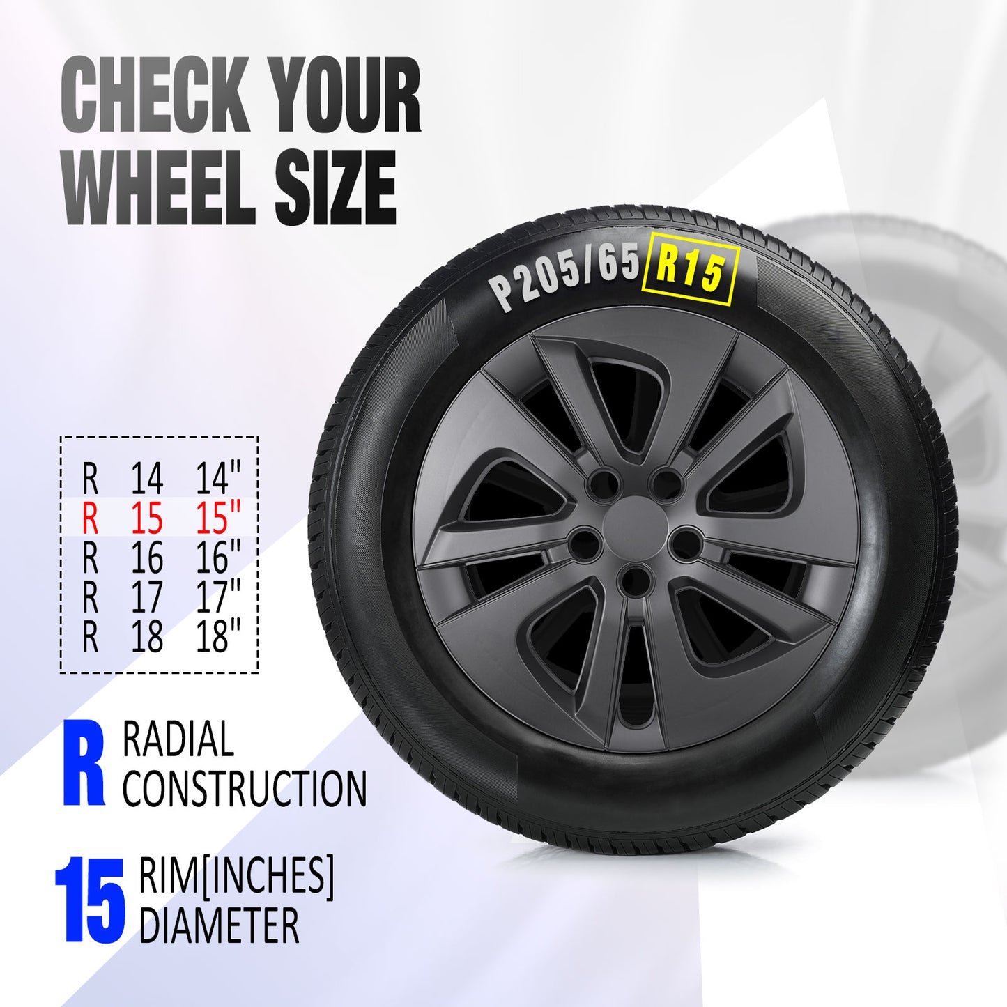 15 Inch Wheel Hubcaps for 2016-2022 TOYOTA Prius/ 2020-2024 TOYOTA Corolla - Matte Black