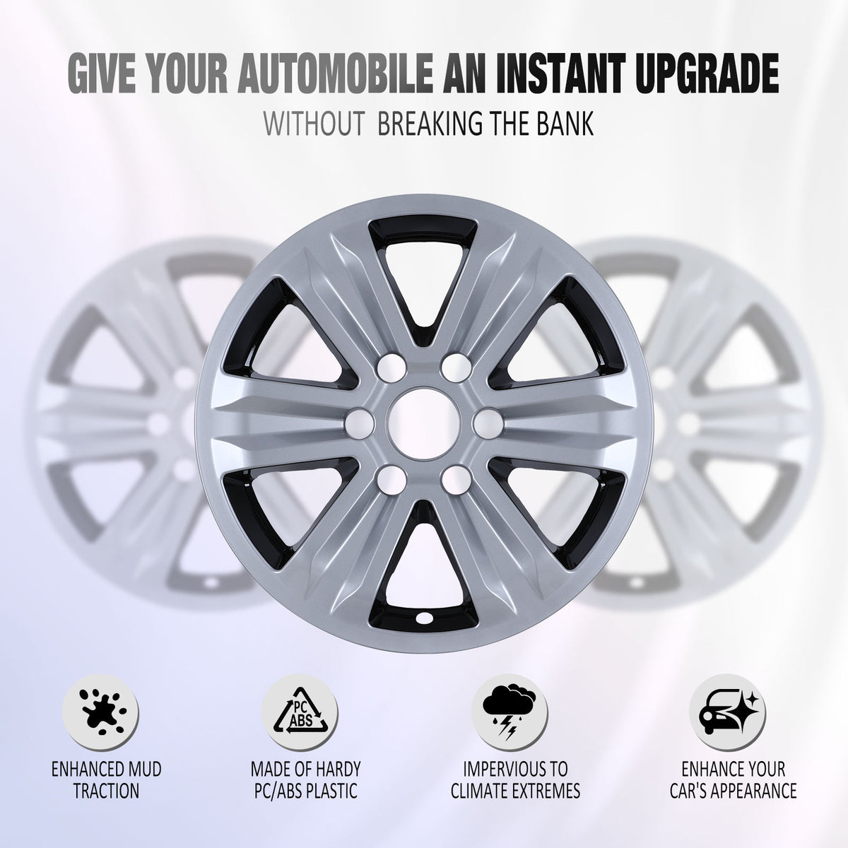 17 Inch Wheel Skins for 2015-2020 Ford F-150 - Silver Lacquer&Black Lacquer