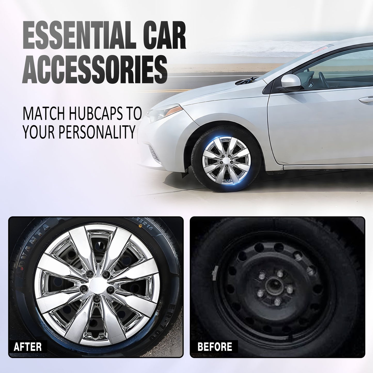 16 Inch Wheel Hubcaps for 2009-2019 TOYOTA Corolla and 2009-2014 TOYOTA Matrix - Chrome