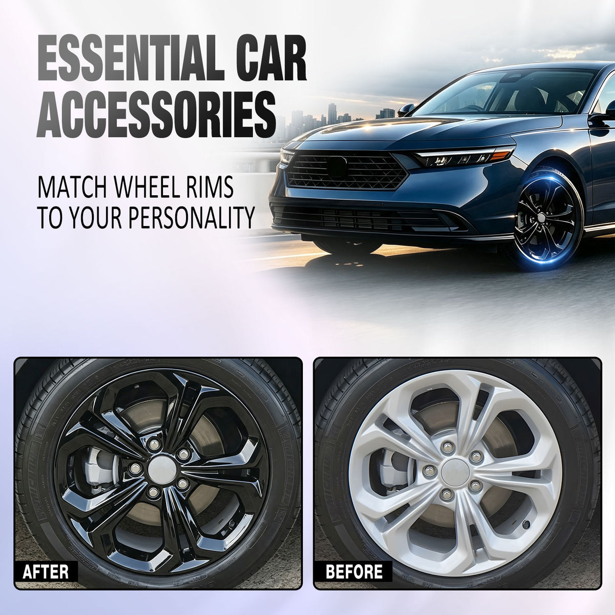 17 Inch Wheel Skins for 2023-2026 Honda Accord - Black Lacquer