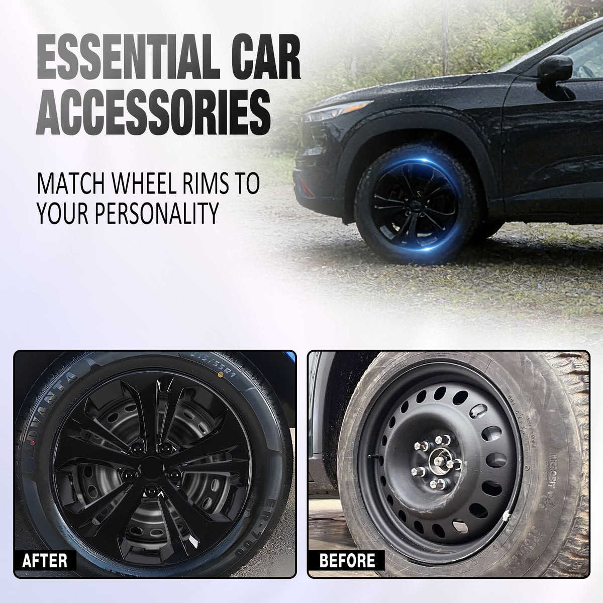 17 Inch Wheel Skins for 2024-2025 Chevy Trax - Black