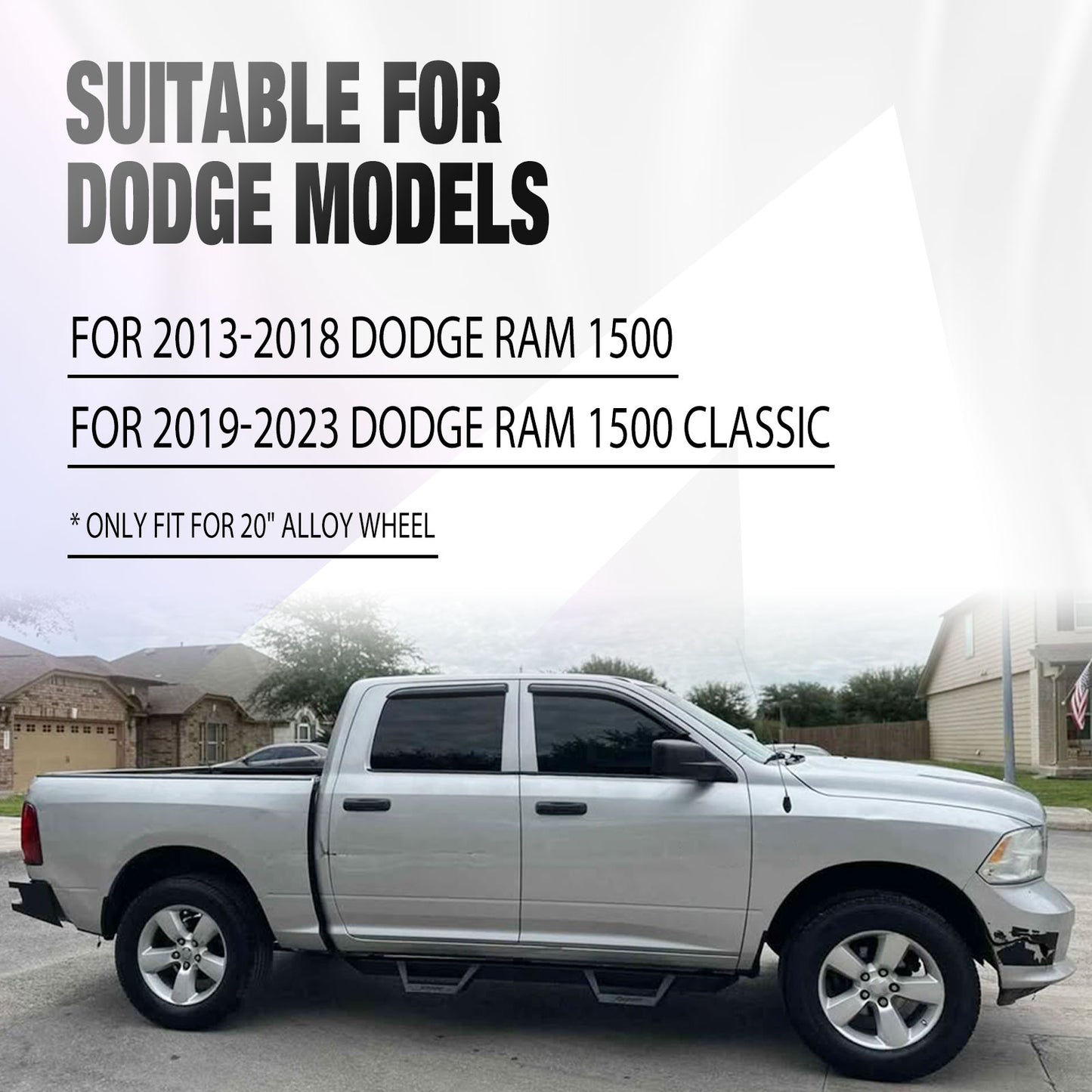 20 Inch Wheel Skins for 2013-2018 Dodge Ram 1500 & 2019-2023 Ram 1500 Classic - Black Lacquer