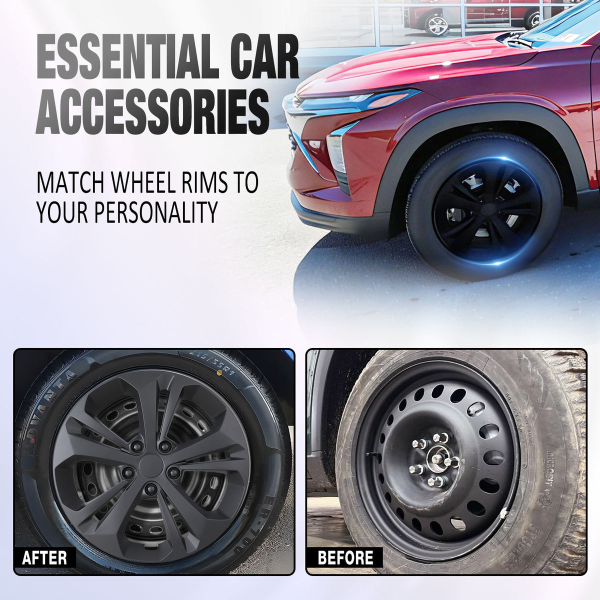 17 Inch Wheel Skins for 2024-2025 Chevy Trax - Matte Black