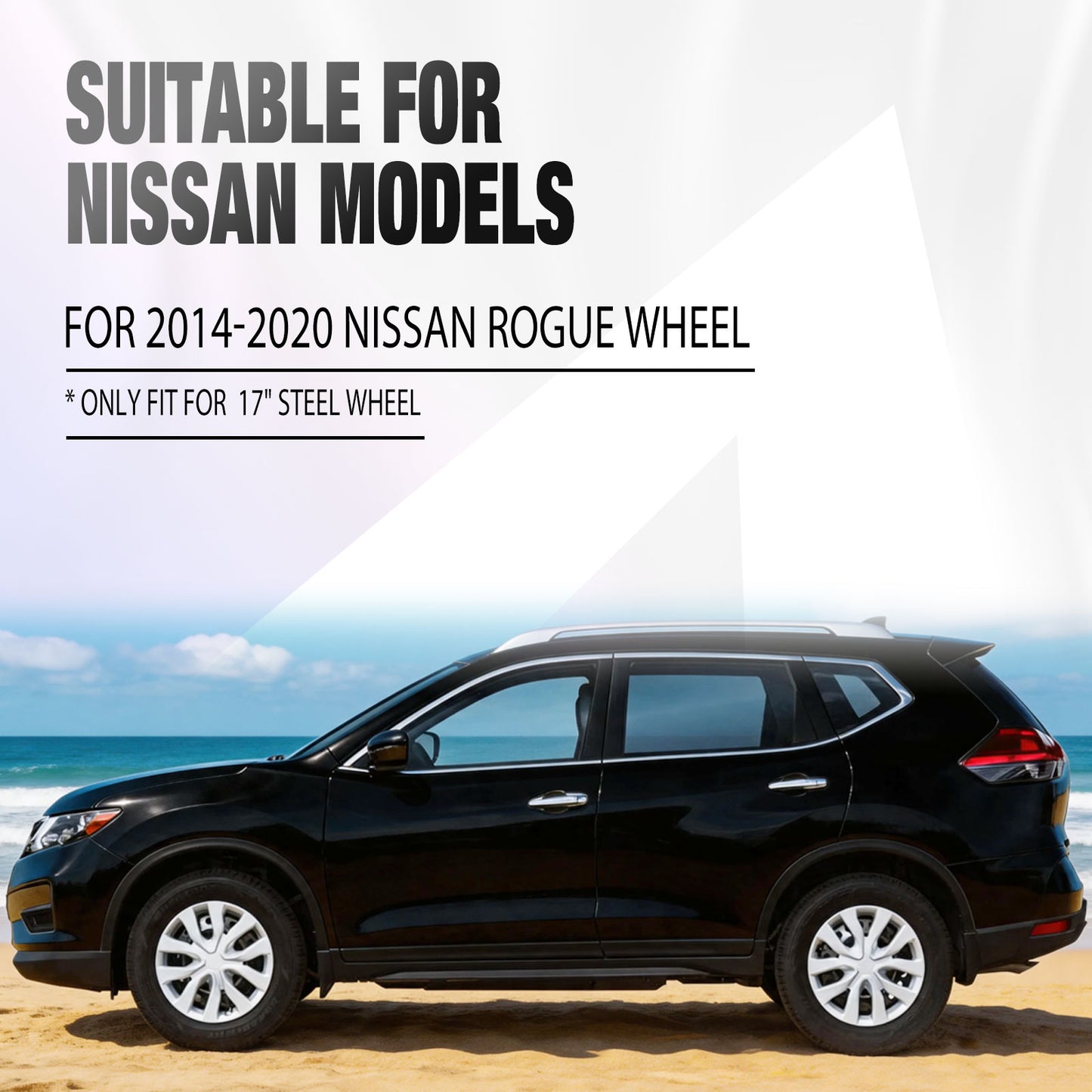17 Inch Wheel Hubcaps for 2014-2020 Nissan Rogue - White Lacquer