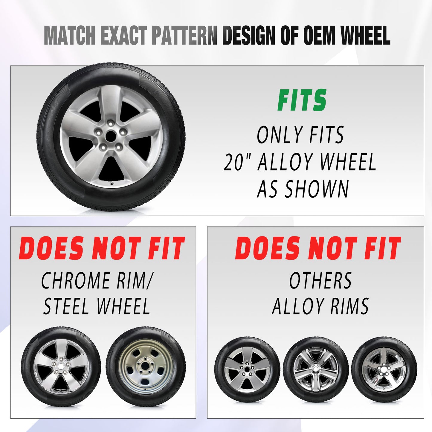 20 Inch Wheel Skins for 13-23 Dodge Ram 1500 Classic - Matte Black