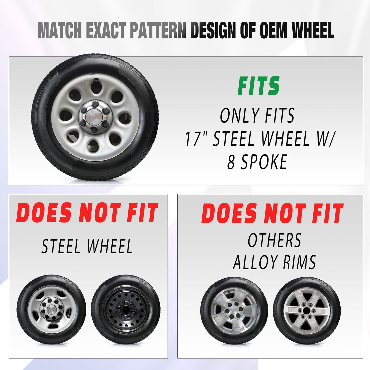 17 Inch Wheel Skins for 05-13 Chevy Silverado GMC Sierra 1500 - Black Lacquer