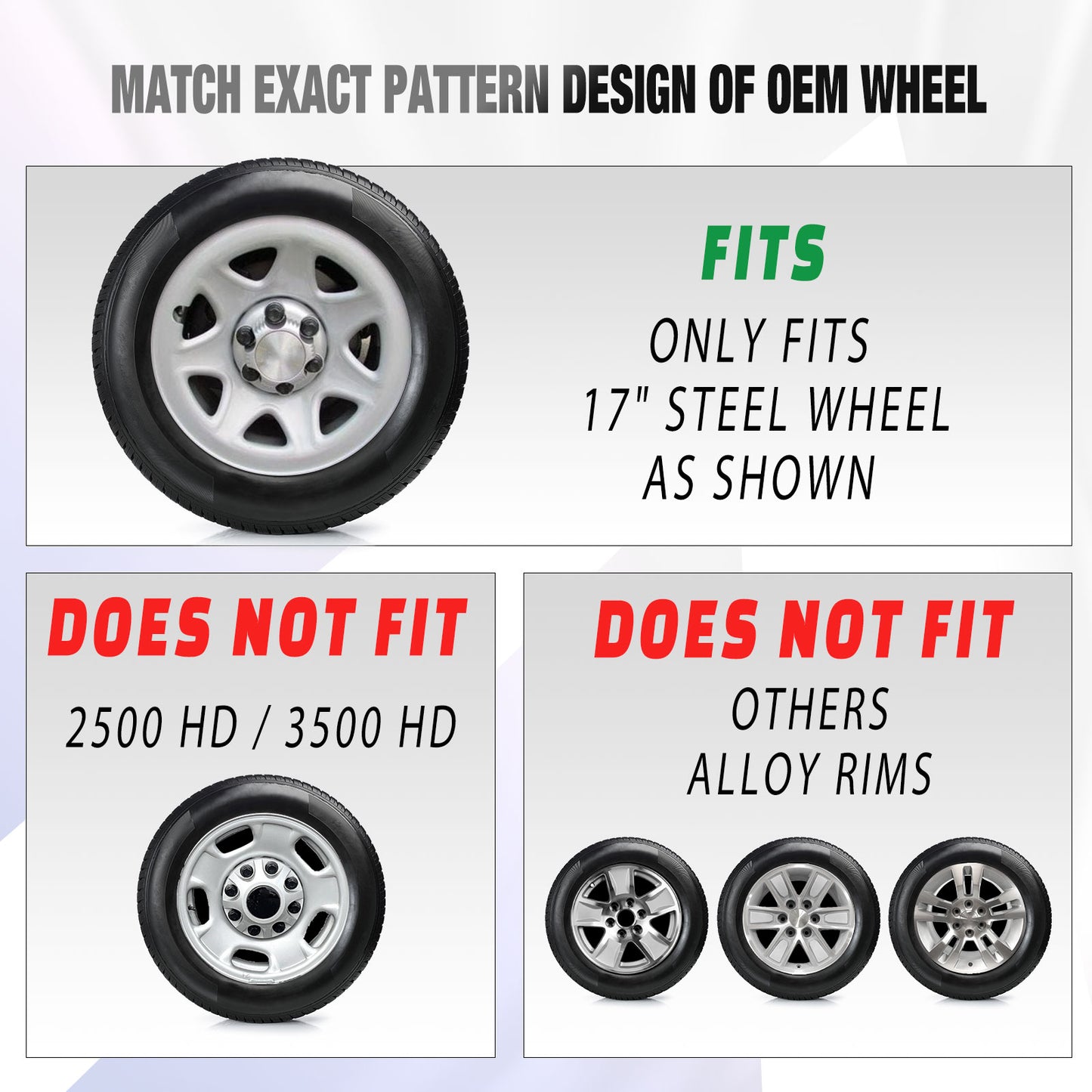 17 Inch Wheel Skins for 14-19 Chevy Silverado GMC Sierra 1500 - Black Lacquer