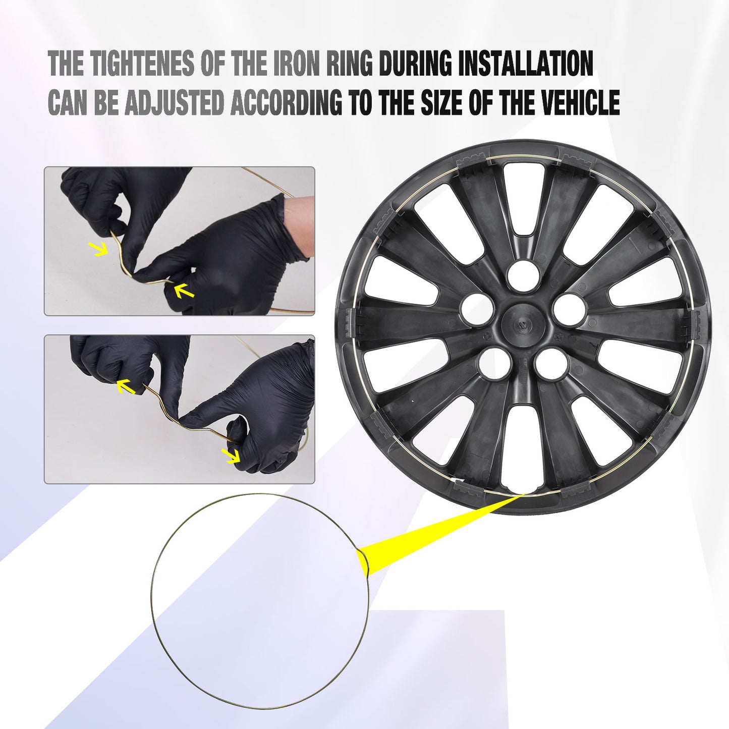 16 Inch Wheel Hubcaps for 2011-2017 Nissan Leaf/ 2013-2019 Nissan Sentra - Black Lacquer & Blue Lacquer