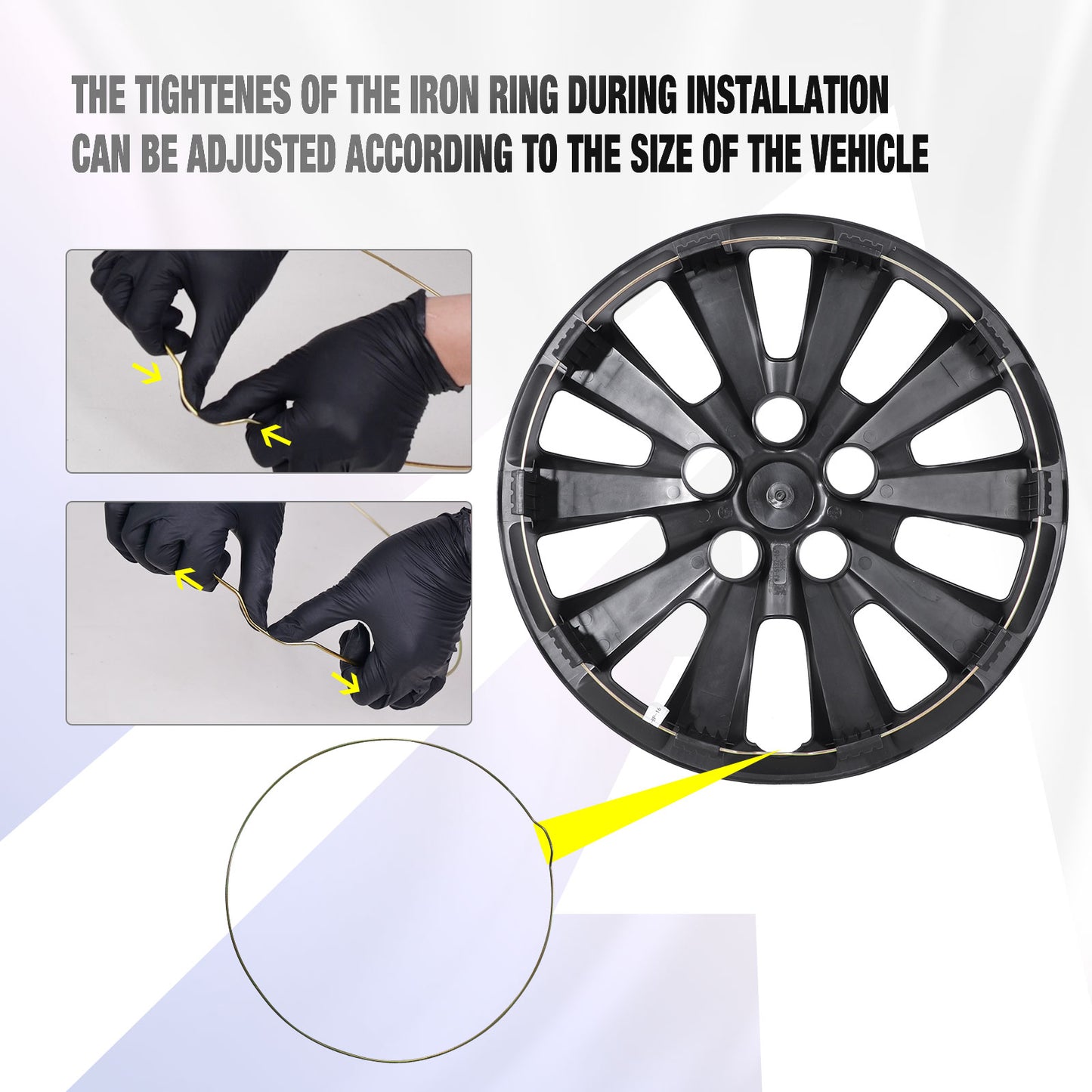 16 Inch Wheel Hubcaps for 2011-2017 Nissan Leaf/ 2013-2019 Nissan Sentra - Black Lacquer
