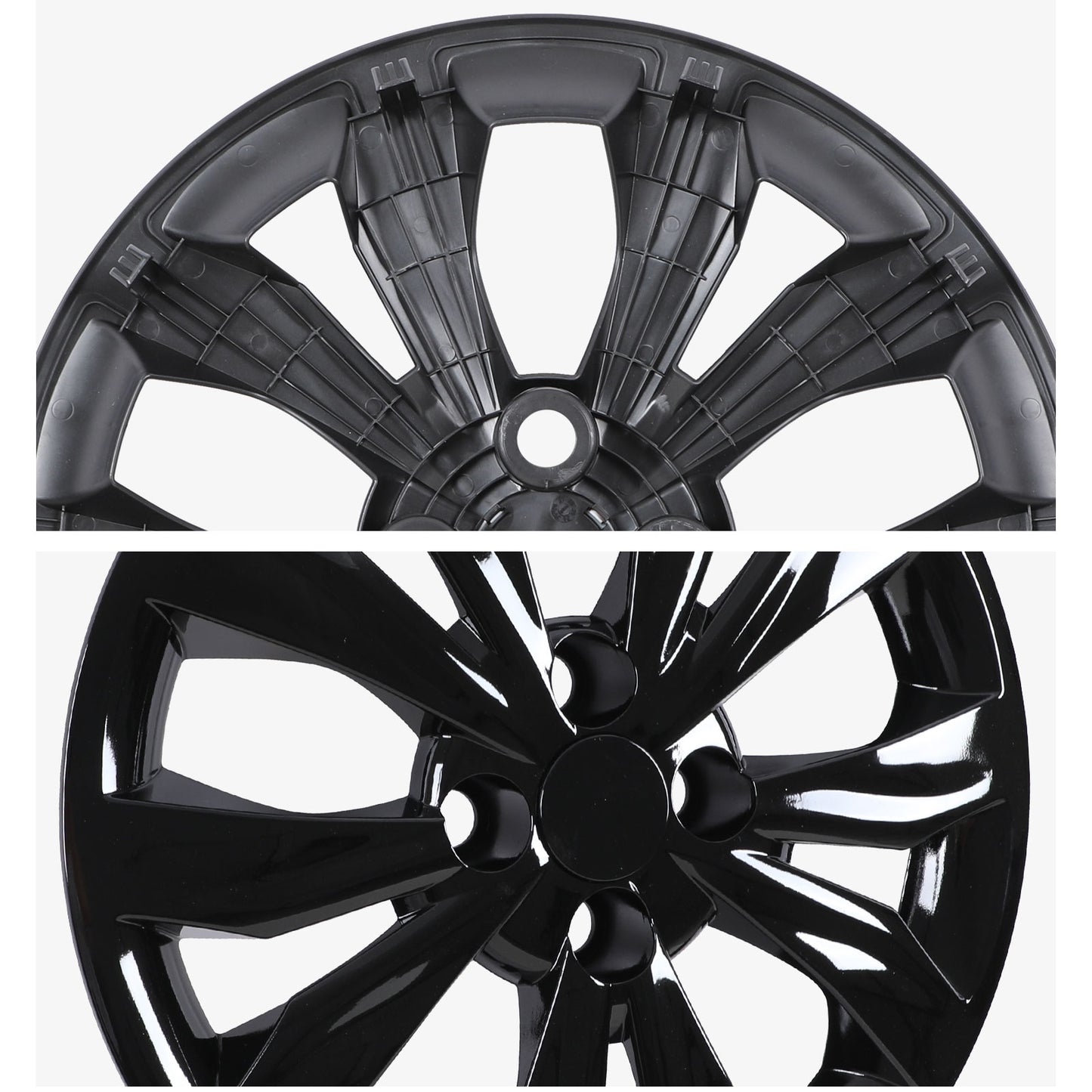 15 Inch Wheel Hubcaps for 2018-2022 Hyundai Accent/2018-2023 KIA Rio - Black Lacquer