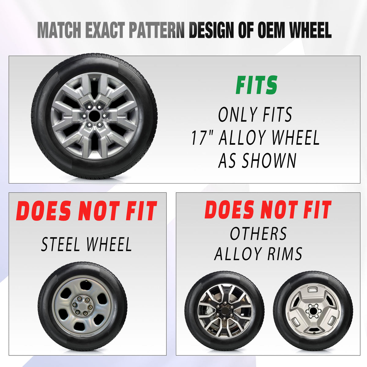 17 Inch Wheel Skins for 2022-2025 NISSAN FRONTIER SV,SL,SL model - Silver Lacquer&Black Lacquer