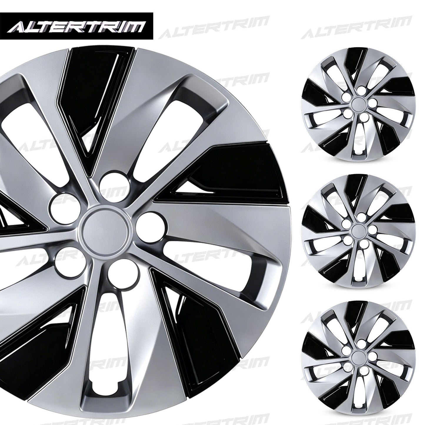 16 Inch Wheel Hubcaps for 2019-2025 Nissan Altima - Silver Lacquer & Black Lacquer