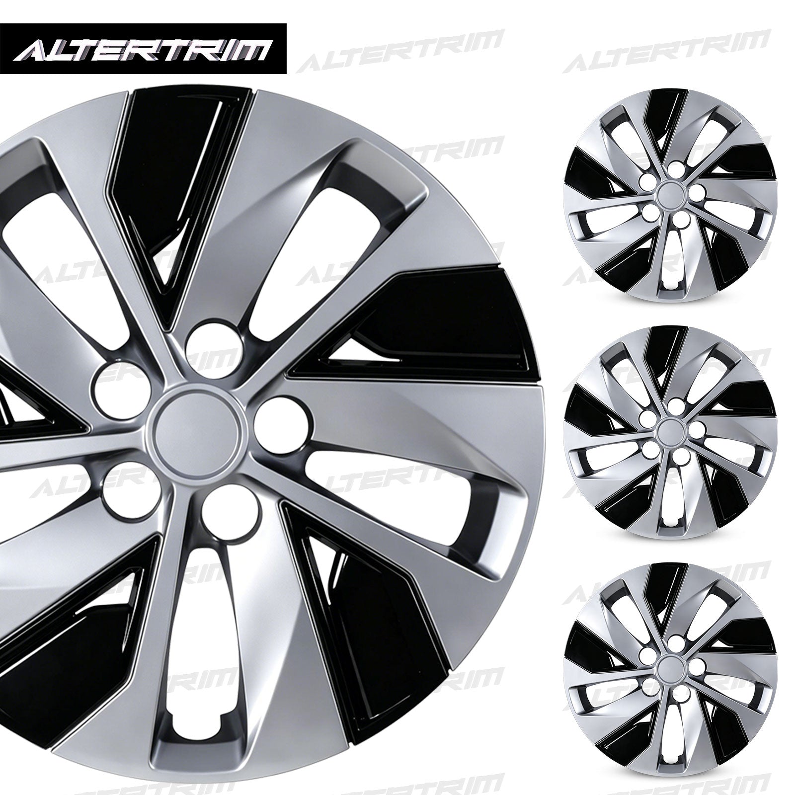 16 Inch Wheel Hubcaps for 2019-2025 Nissan Altima - Silver Lacquer & Black Lacquer