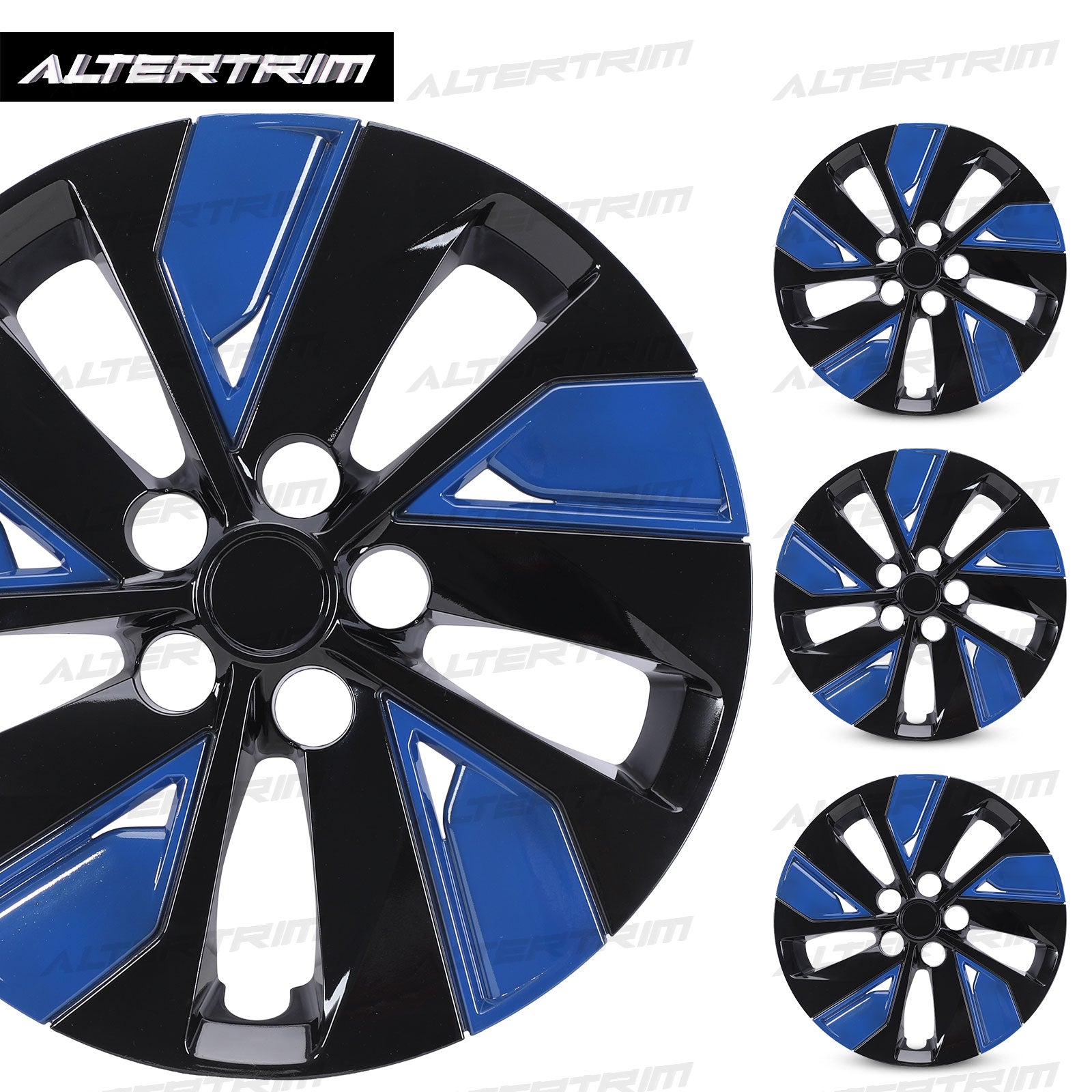 16 Inch Wheel Hubcaps for 2019-2025 Nissan Altima - Black Lacquer & Blue Lacquer