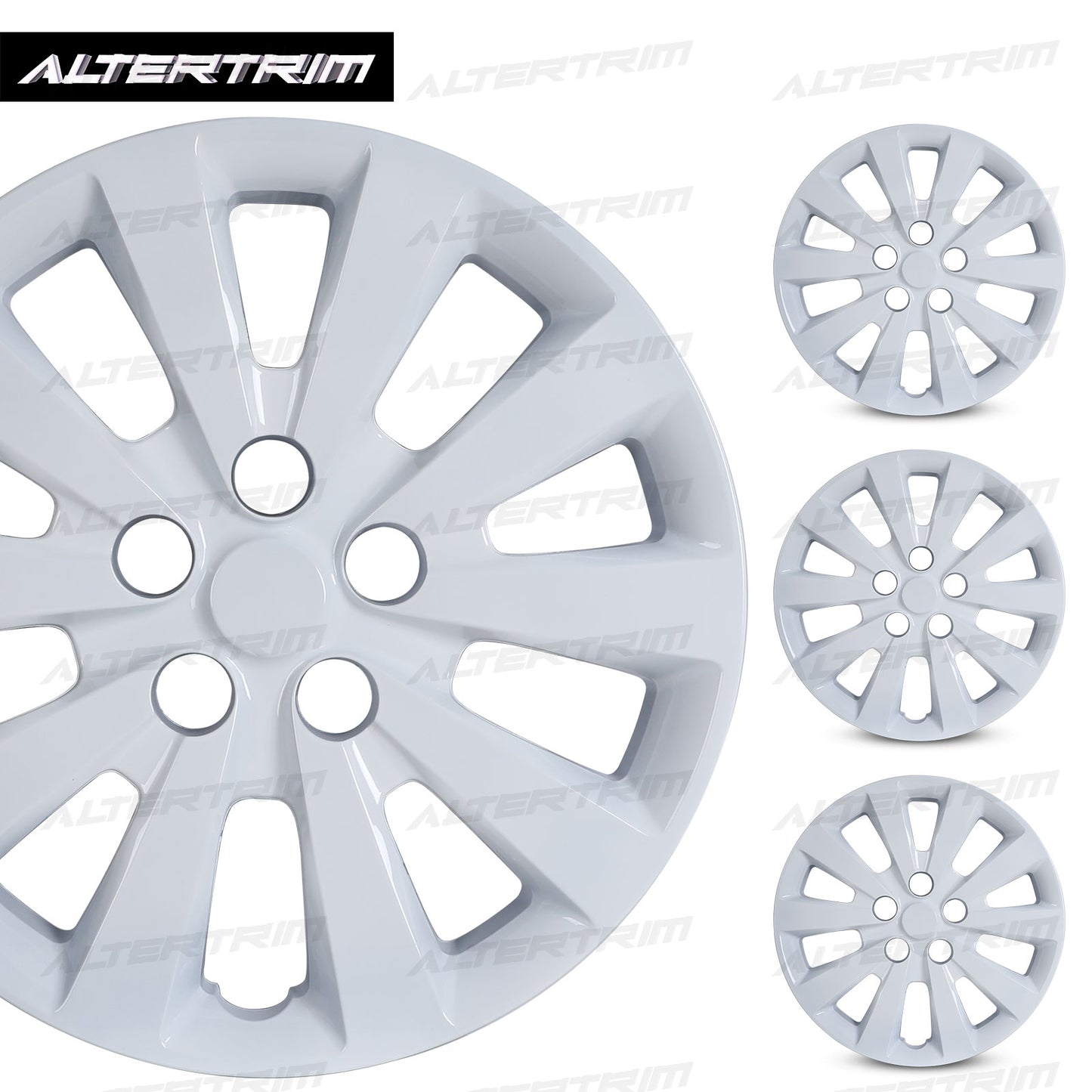 16 Inch Wheel Hubcaps for 2011-2017 Nissan Leaf/ 2013-2019 Nissan Sentra - White Lacquer
