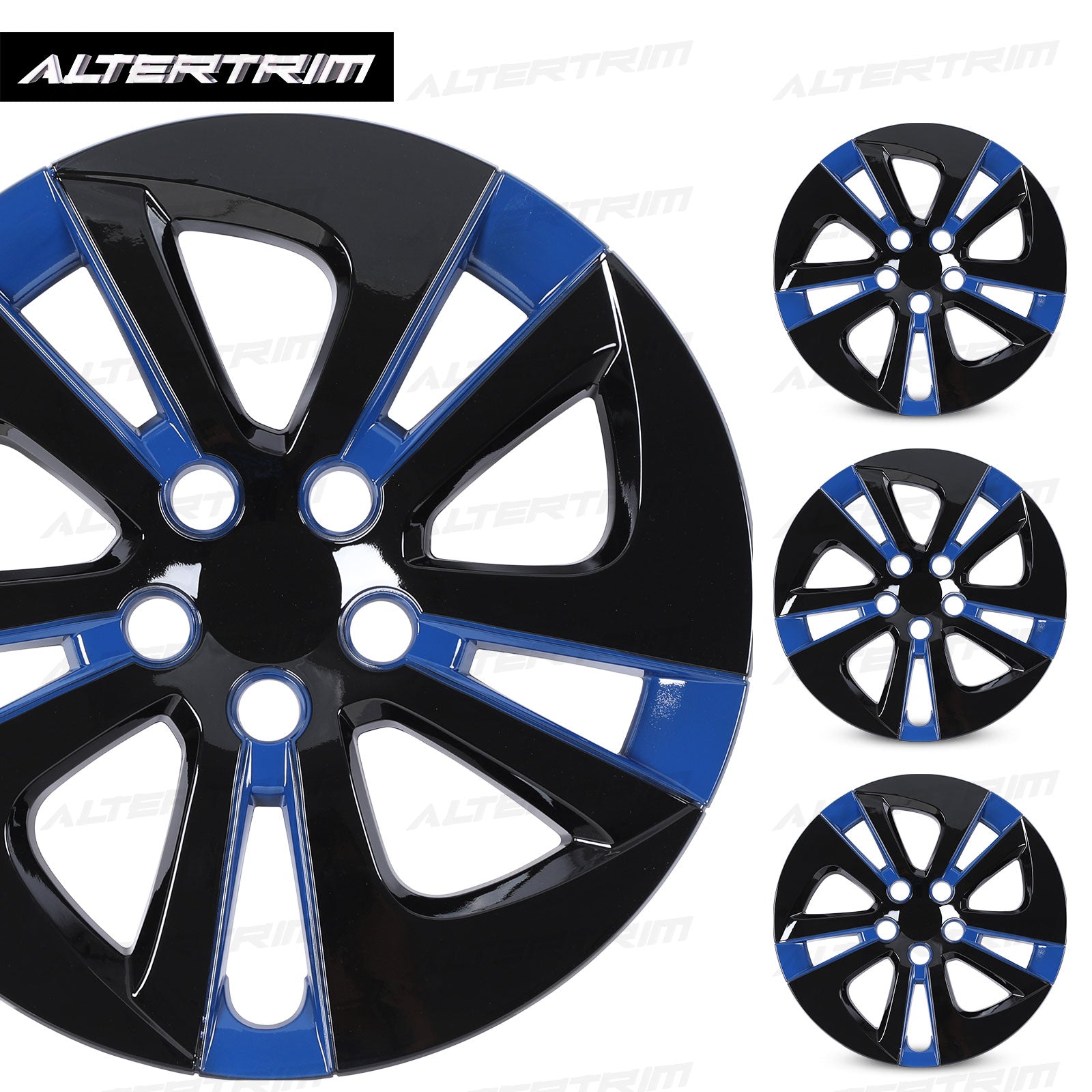 15 Inch Wheel Hubcaps for 2016-2022 TOYOTA Prius/ 2020-2024 TOYOTA Corolla - Black Lacquer& Blue Lacquer