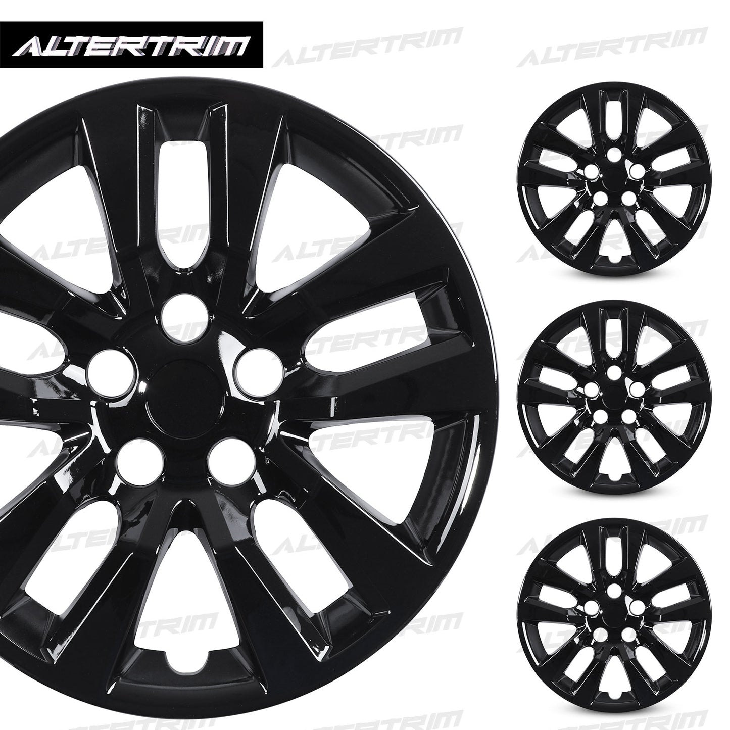 16 Inch Wheel Hubcaps for 2013-2018 Nissan Altima Sedan - Black Lacquer