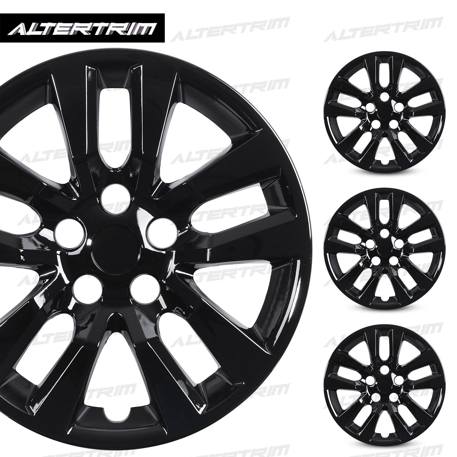 16 Inch Wheel Hubcaps for 2013-2018 Nissan Altima Sedan - Black Lacquer