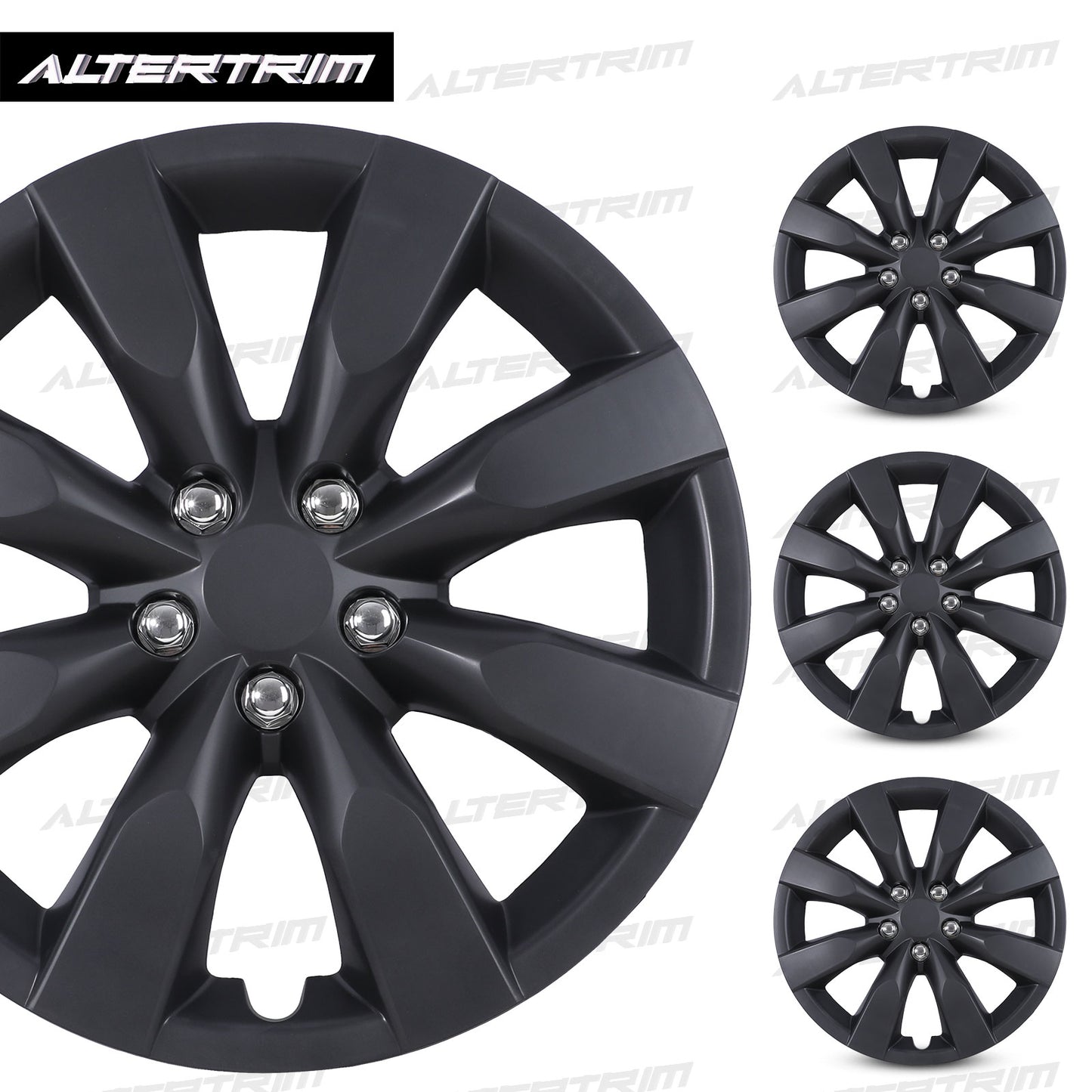 16 Inch Wheel Hubcaps for 2009-2019 TOYOTA Corolla and 2009-2014 TOYOTA Matrix w/decorative screws - Matte Black