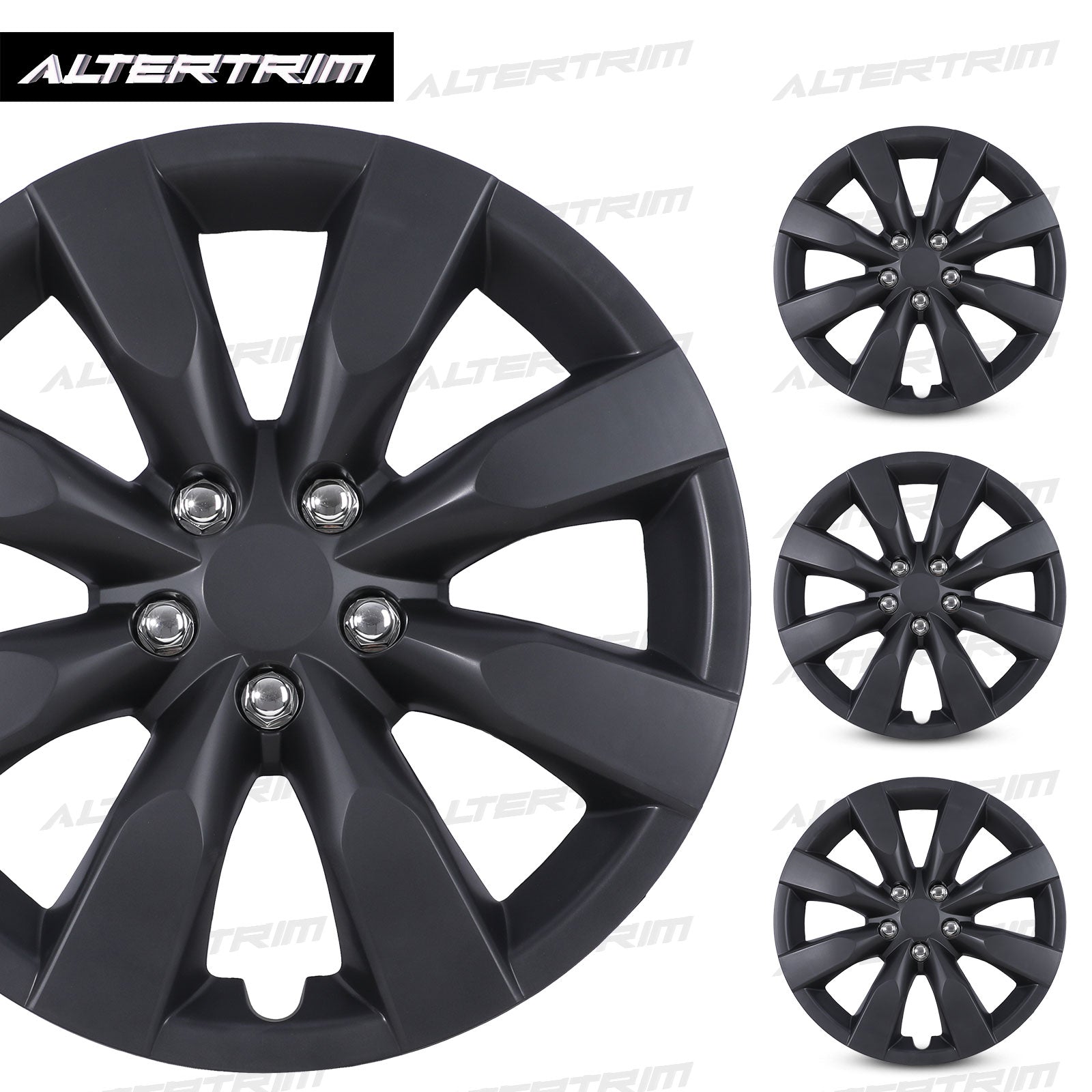 16 Inch Wheel Hubcaps for 2009-2019 TOYOTA Corolla and 2009-2014 TOYOTA Matrix w/decorative screws - Matte Black