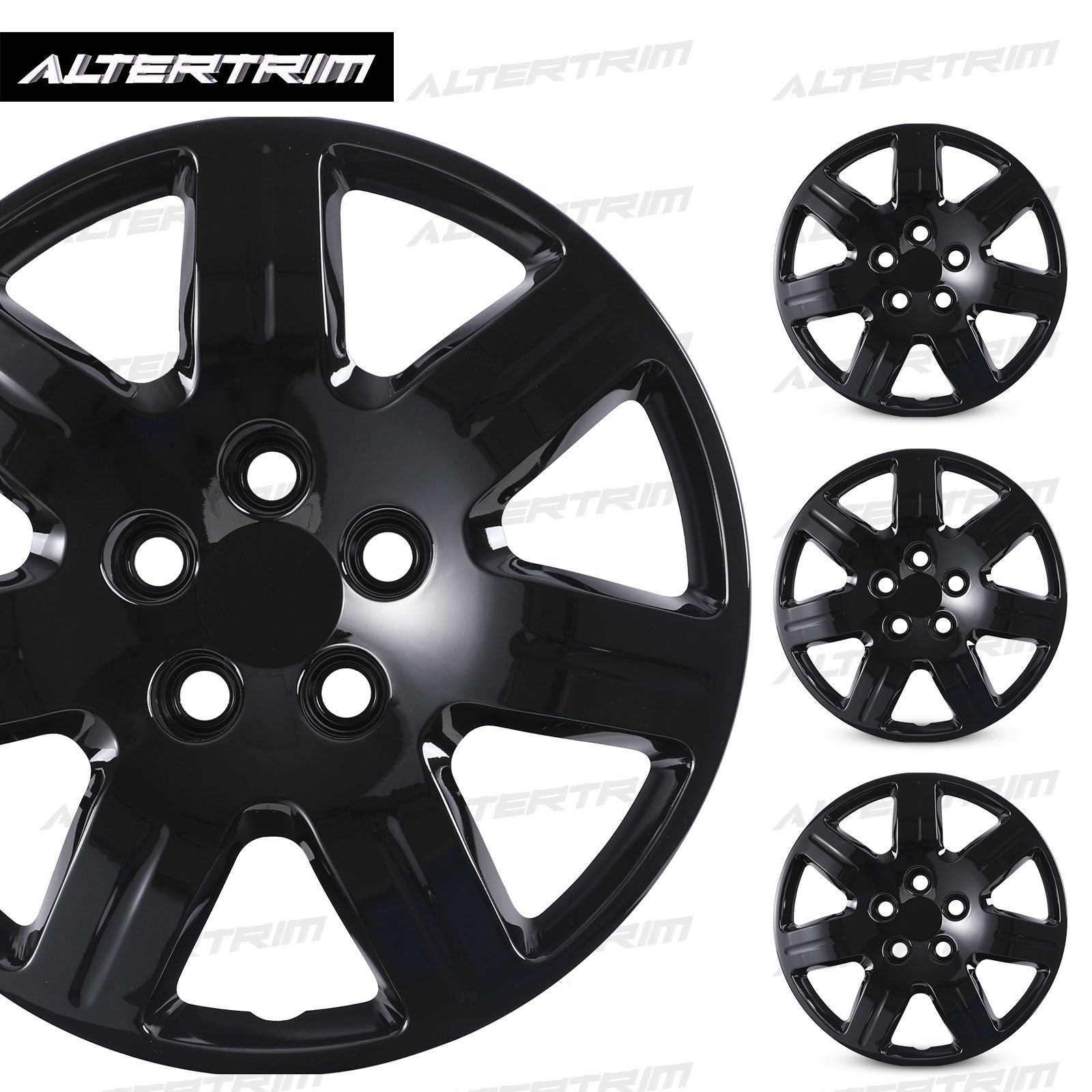 16 Inch Wheel Hubcaps for 2006-2011 Honda Civic - Black Lacquer