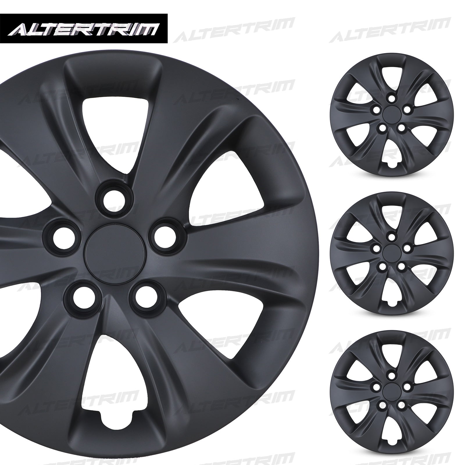 15 Inch Wheel Hubcaps for 2011-2016 Hyundai Elantra Sedan - Matte Black