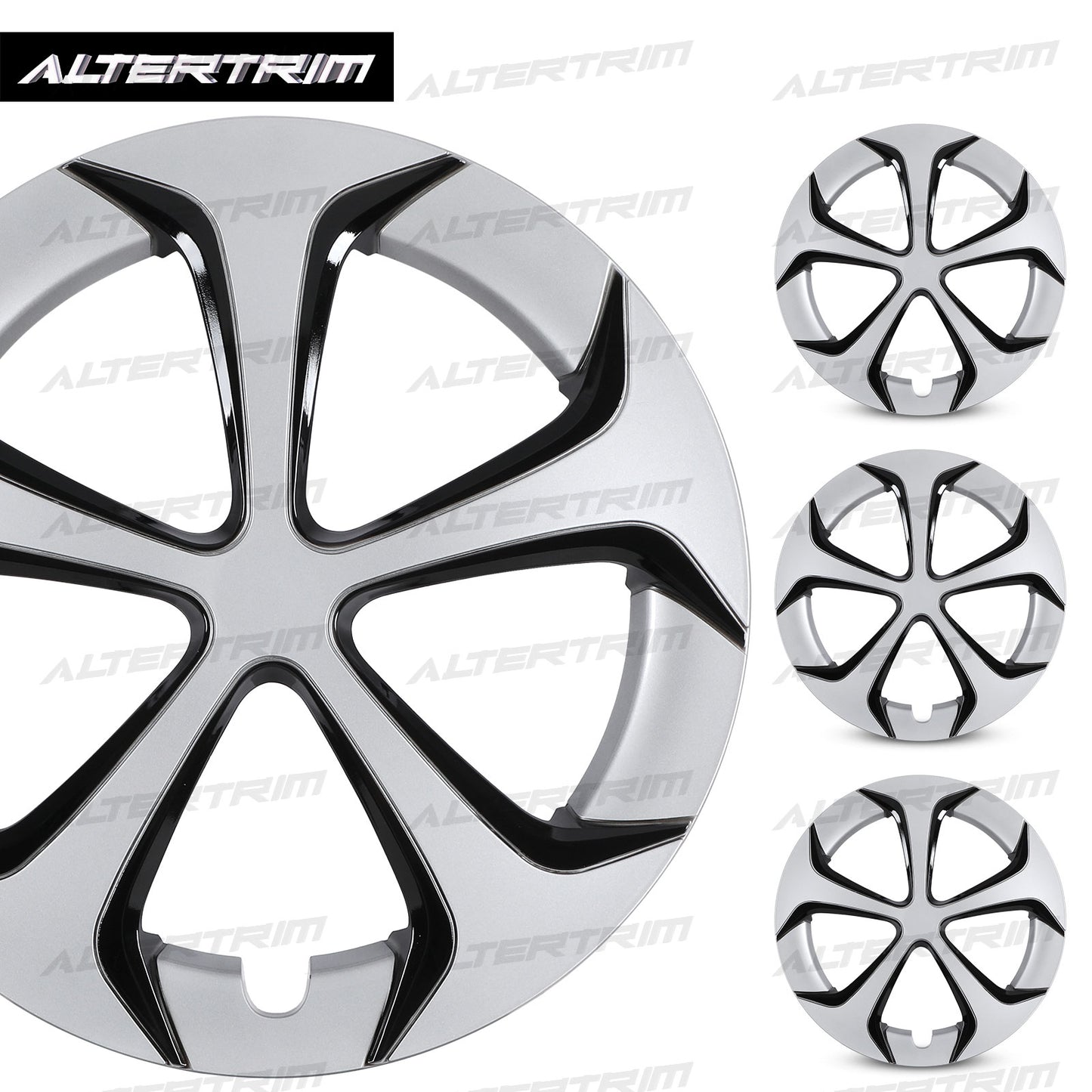 15 Inch Wheel Hubcaps for 2010-2015 TOYOTA Prius - Silver Lacquer & Black Lacquer