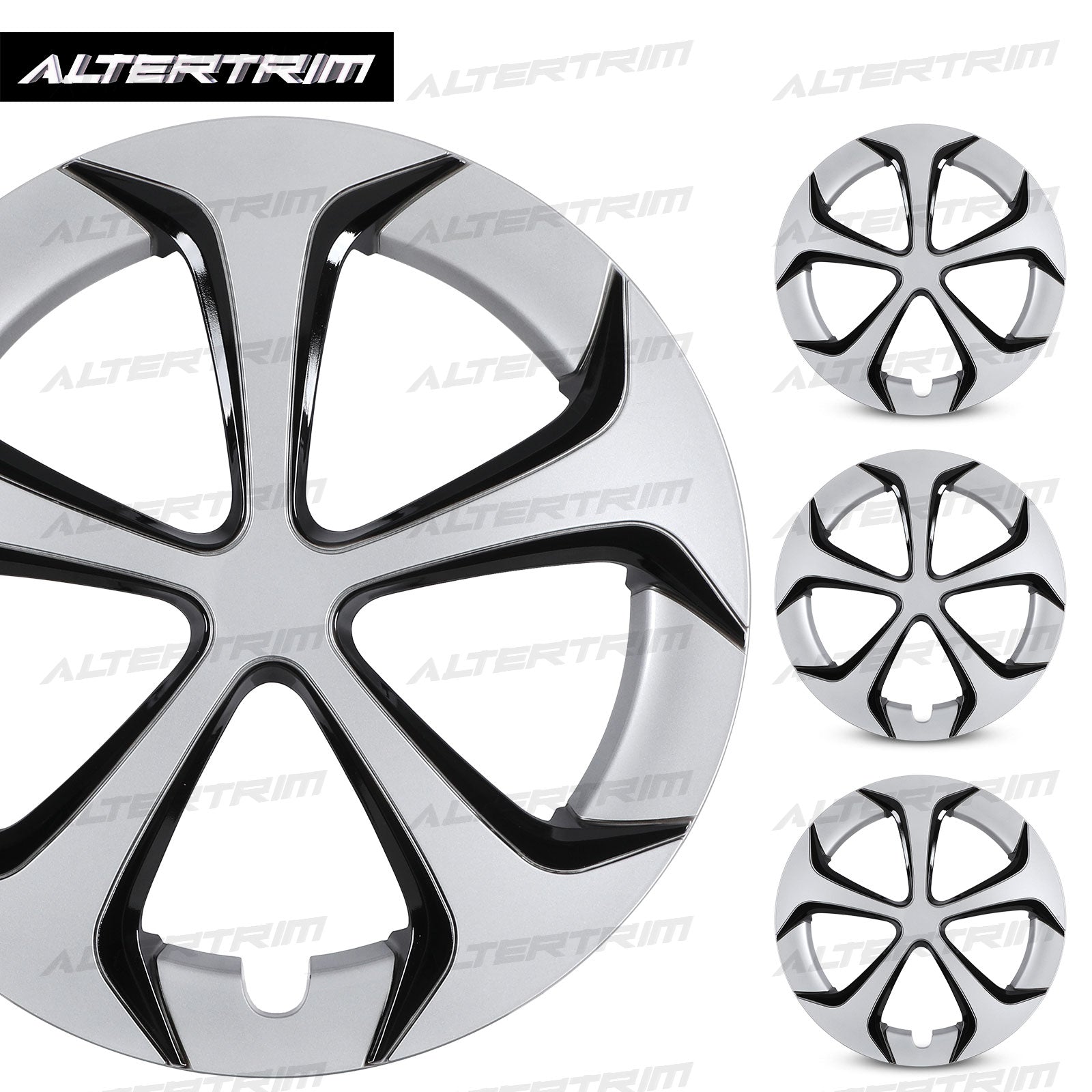 15 Inch Wheel Hubcaps for 2010-2015 TOYOTA Prius - Silver Lacquer & Black Lacquer
