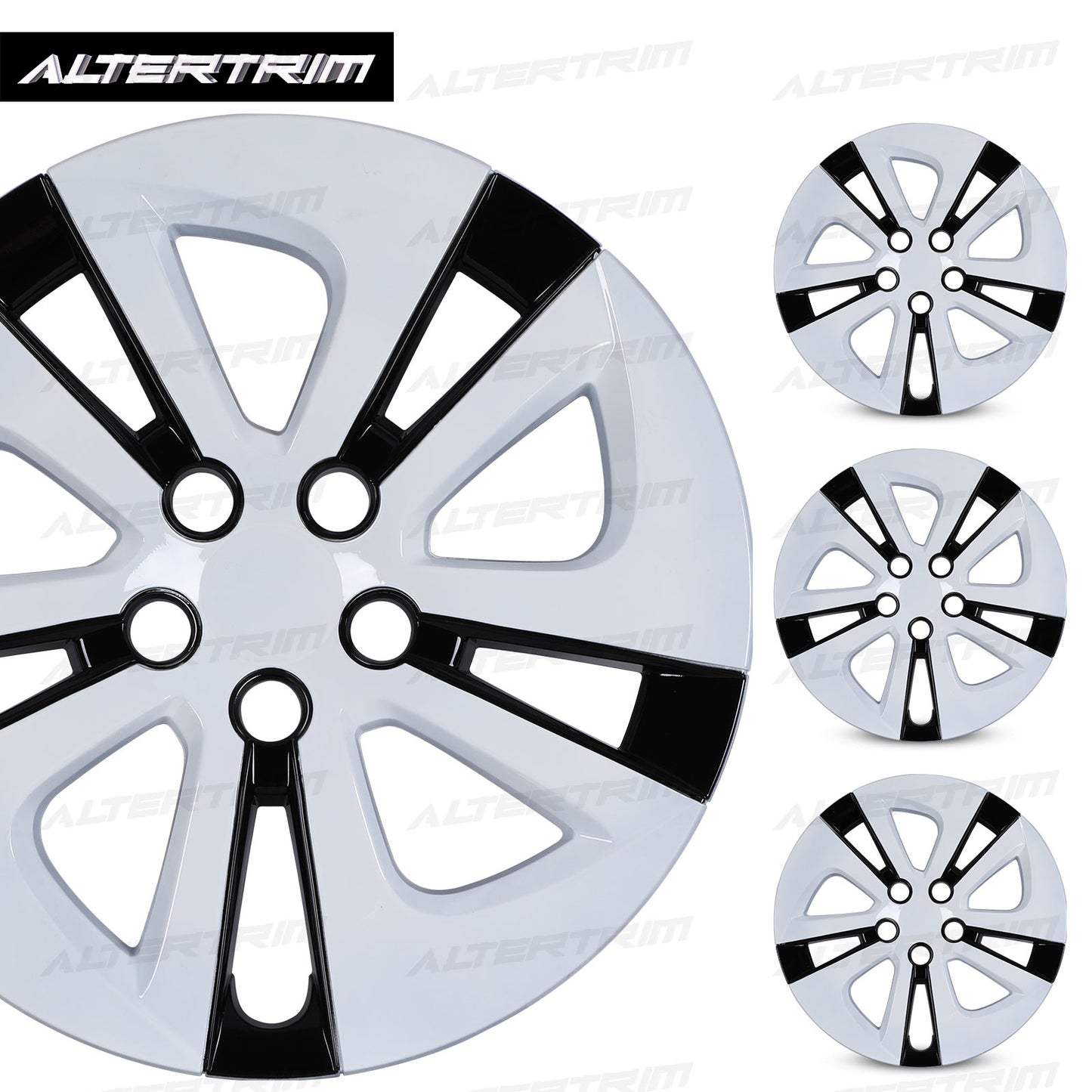 15 Inch Wheel Hubcaps for 2016-2022 TOYOTA Prius/ 2020-2024 TOYOTA Corolla - White Lacquer& Black Lacquer