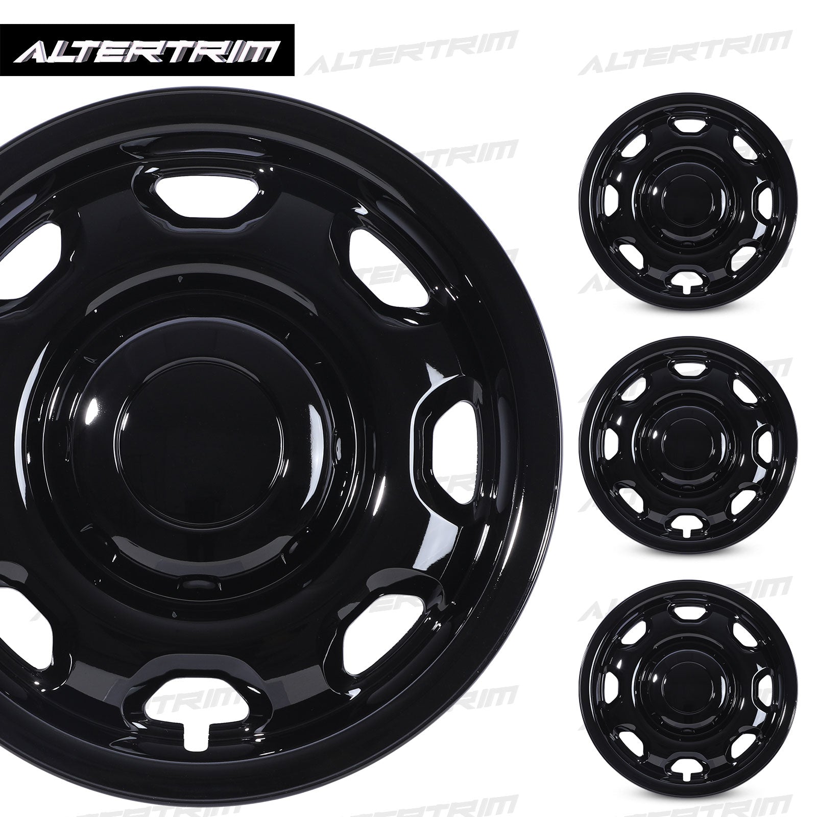 17 Inch Wheel Hubcaps for 2010-2026 Ford F-150 XL - Black Lacquer