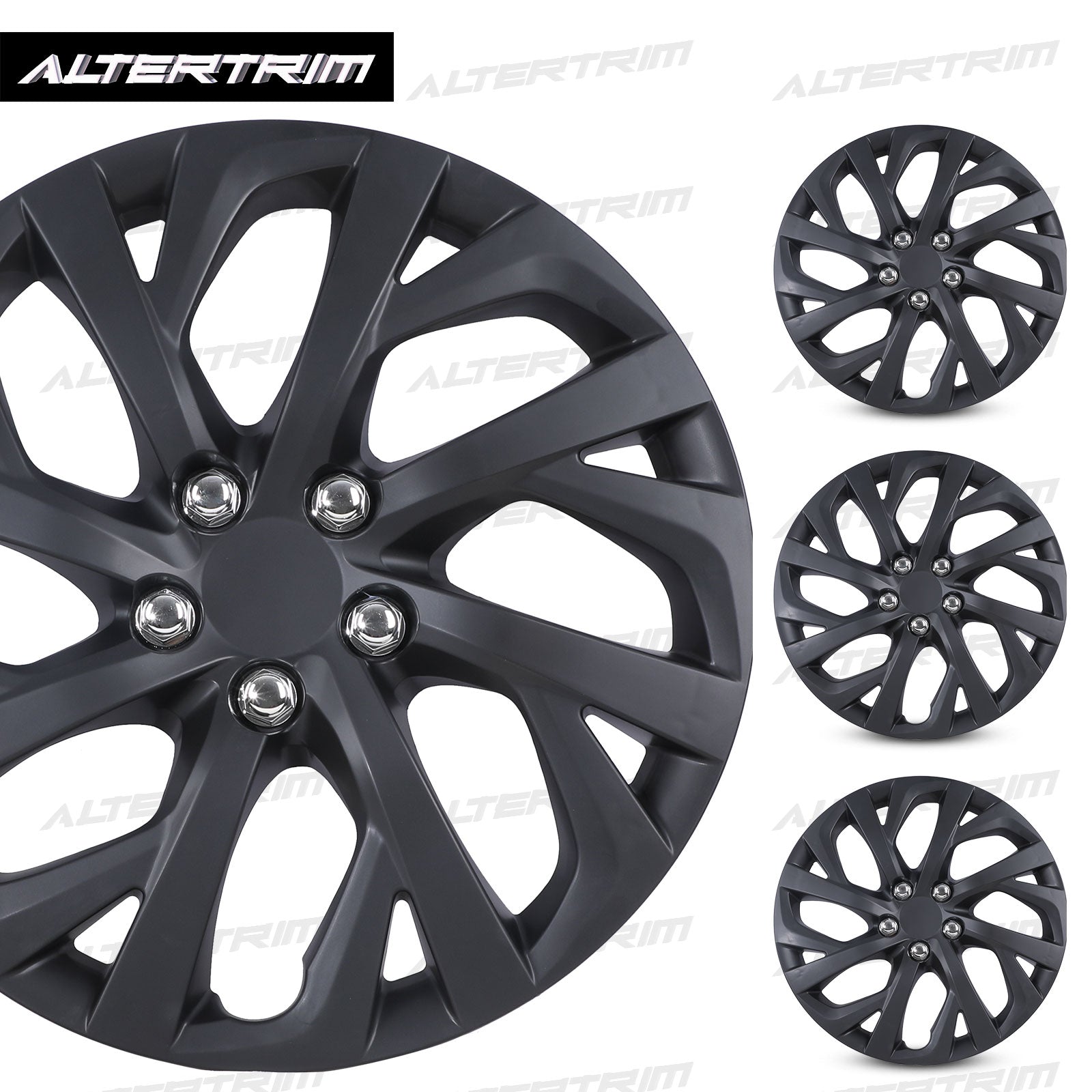 16 Inch Wheel Hubcaps for 2009-2026 TOYOTA Corolla and 2009-2014 TOYOTA Matrix w/decorative screws - Matte Black