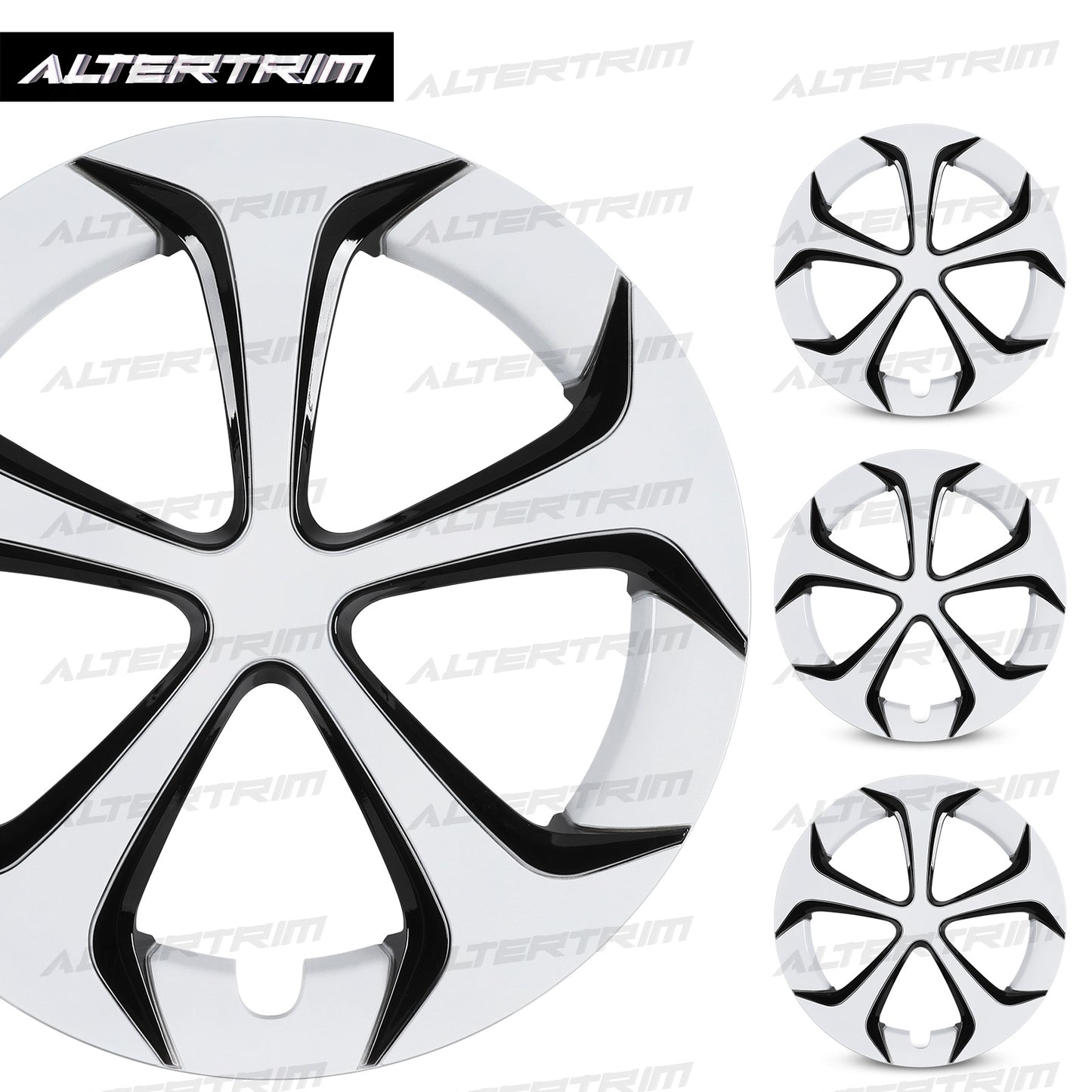 15 Inch Wheel Hubcaps for 2010-2015 TOYOTA Prius - Black Lacquer & White Lacquer
