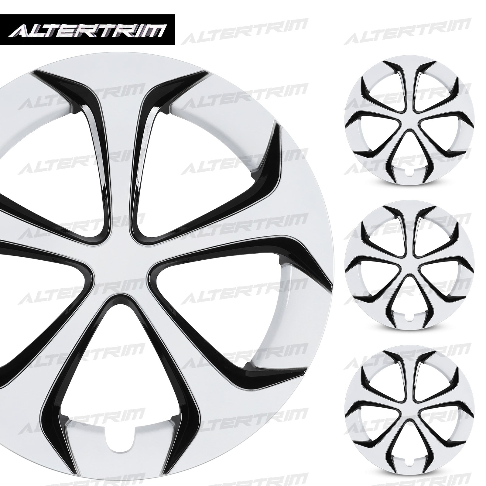 15 Inch Wheel Hubcaps for 2010-2015 TOYOTA Prius - Black Lacquer & White Lacquer
