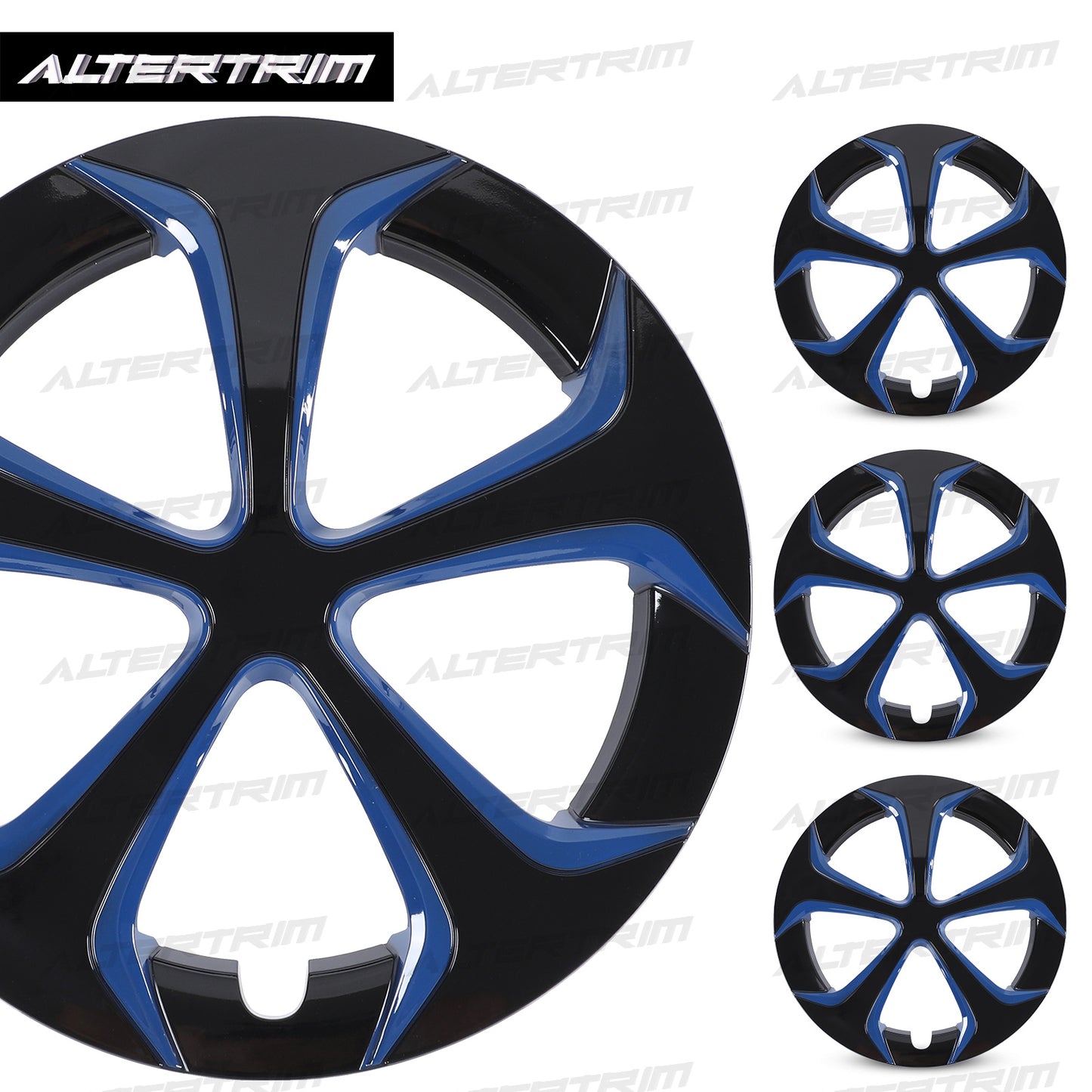 15 Inch Wheel Hubcaps for 2010-2015 TOYOTA Prius - Black Lacquer & Blue Lacquer