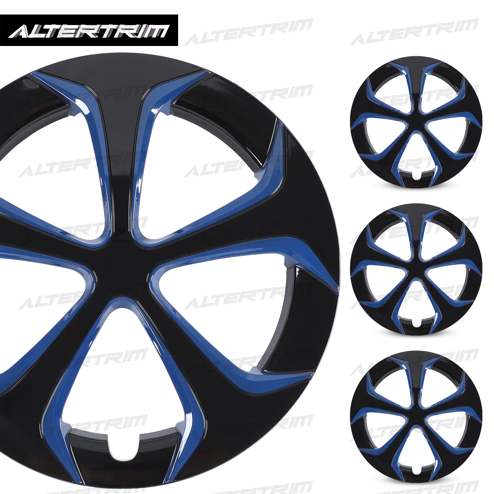 15 Inch Wheel Hubcaps for 2010-2015 TOYOTA Prius - Black Lacquer & Blue Lacquer
