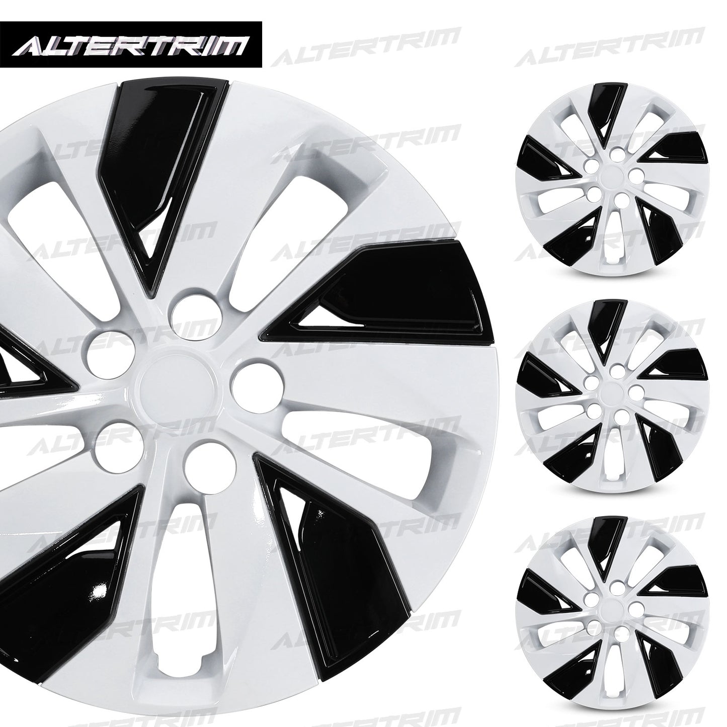 16 Inch Wheel Hubcaps for 2019-2025 Nissan Altima - Black Lacquer & White Lacquer