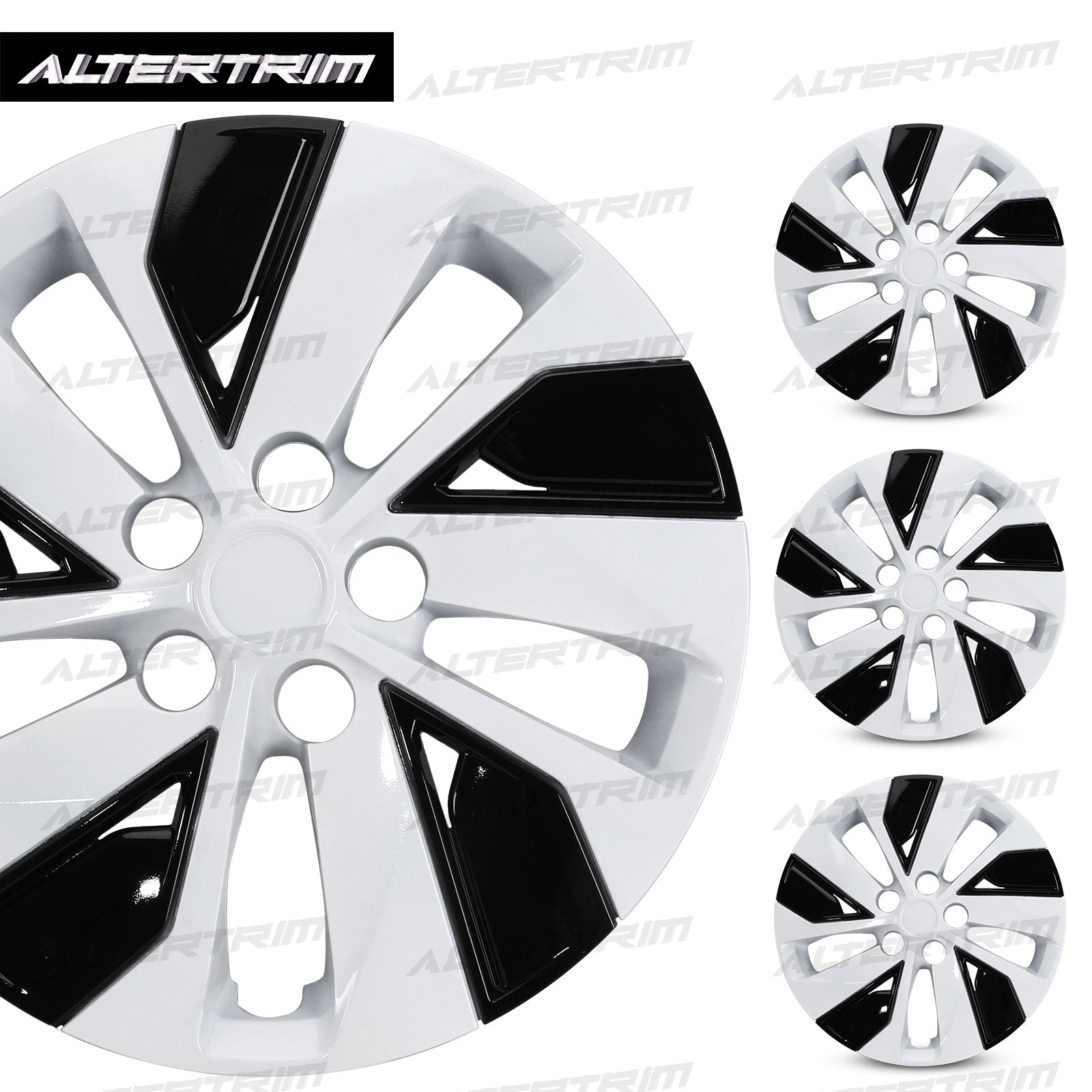 16 Inch Wheel Hubcaps for 2019-2025 Nissan Altima - Black Lacquer & White Lacquer