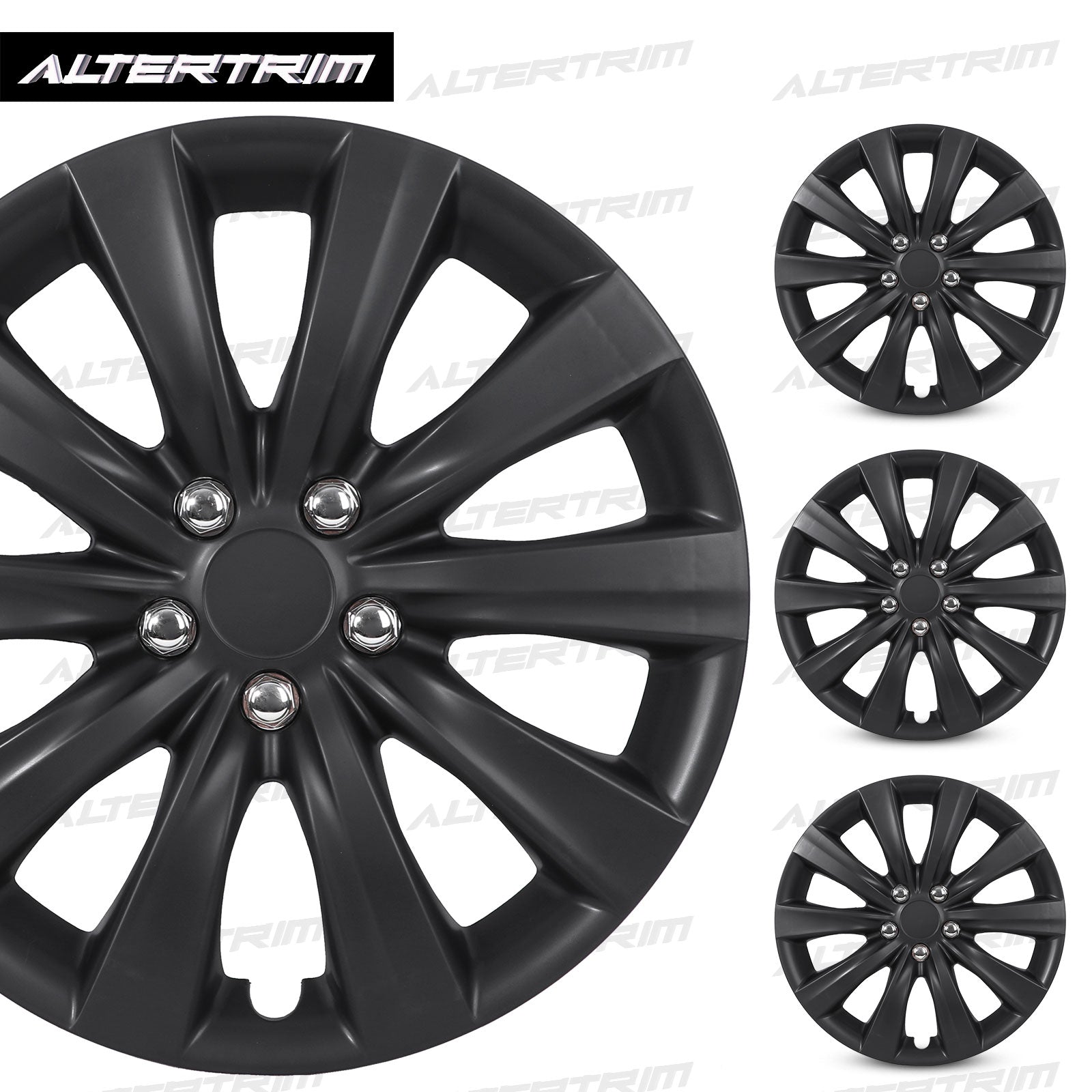 16 Inch Wheel Hubcaps for 2009-2026 TOYOTA Corolla and 2009-2014 TOYOTA Matrix w/decorative screws - Matte Black