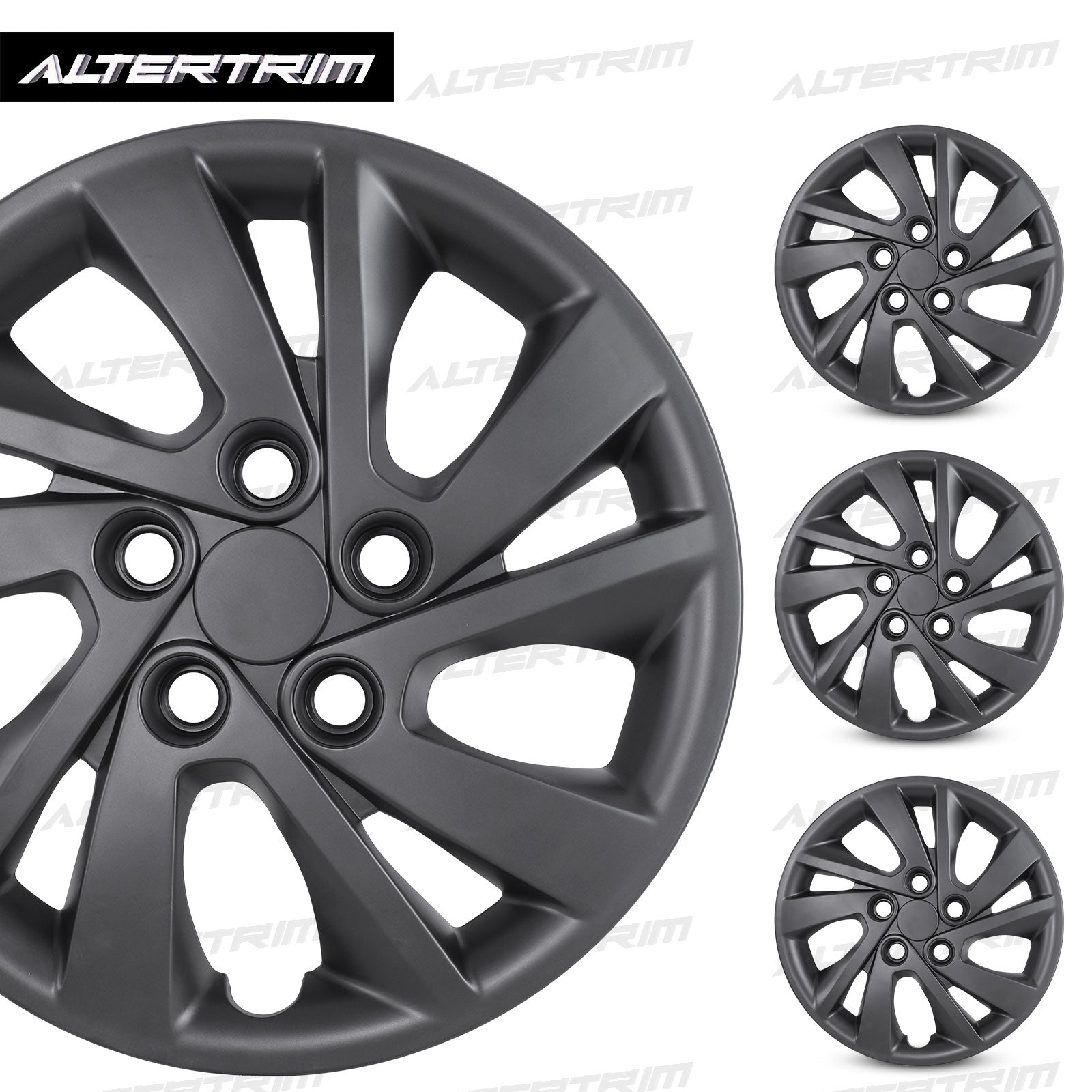 15 Inch Wheel Hubcaps for 2017-2020 Hyundai Elantra Sedan - Matte Black