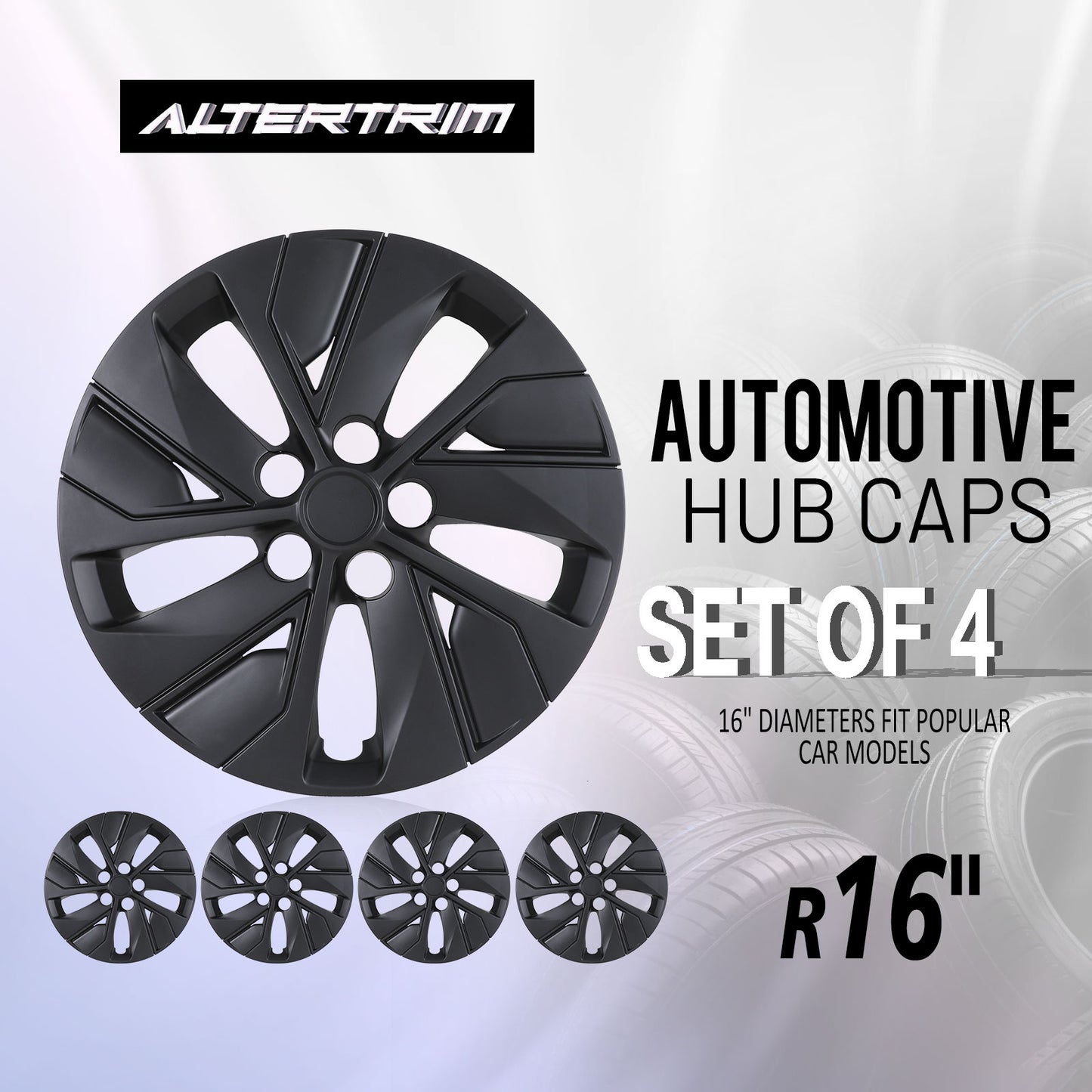16 Inch Wheel Hubcaps for 2019-2025 Nissan Altima - Matte Black
