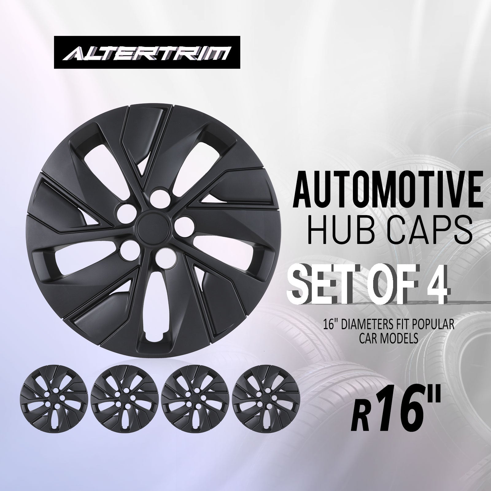 16 Inch Wheel Hubcaps for 2019-2025 Nissan Altima - Matte Black
