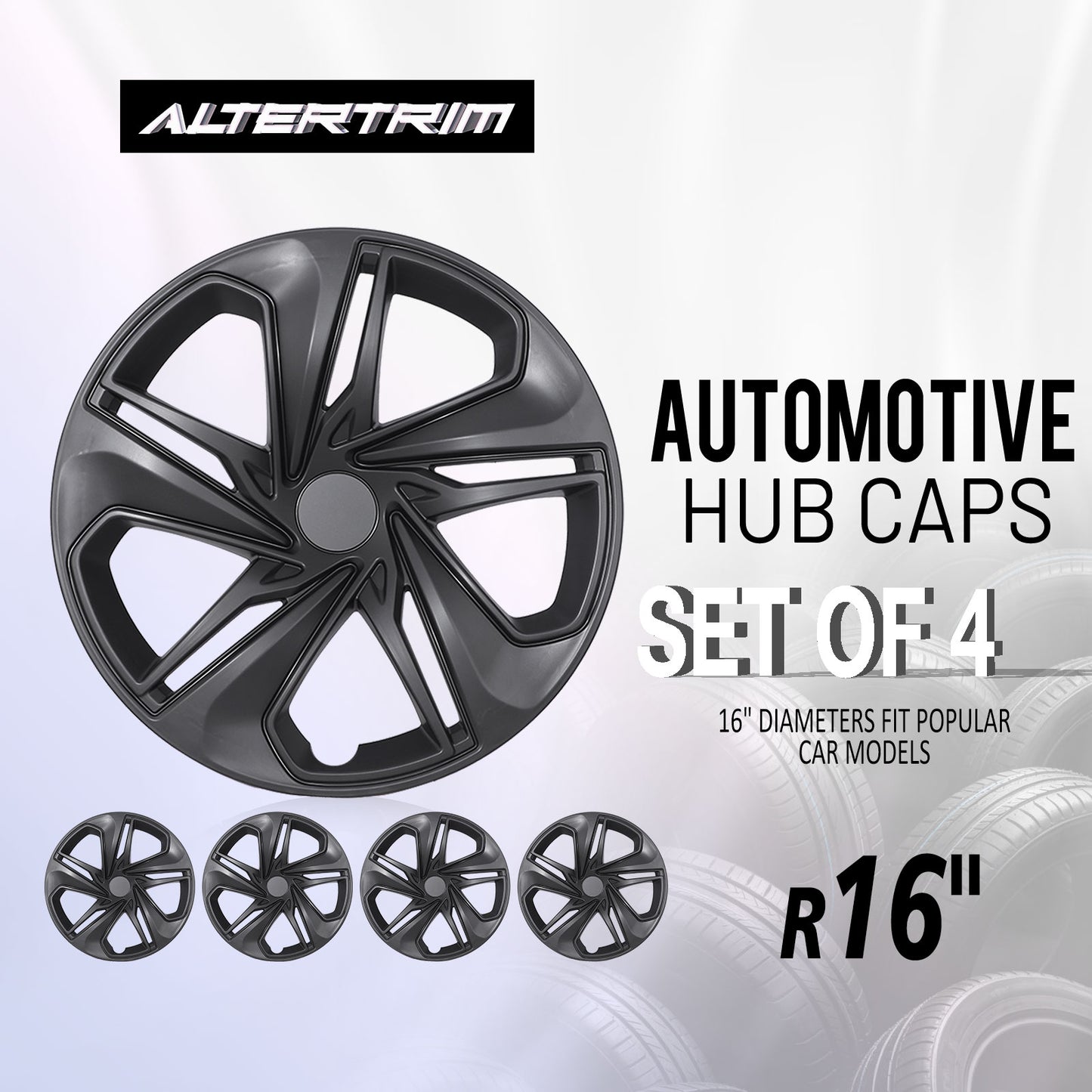 16 Inch Wheel Hubcaps for 2016-2026 Honda Civic Sedan - Matte Black