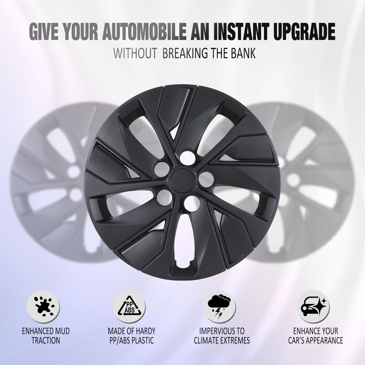 16 Inch Wheel Hubcaps for 2019-2025 Nissan Altima - Matte Black