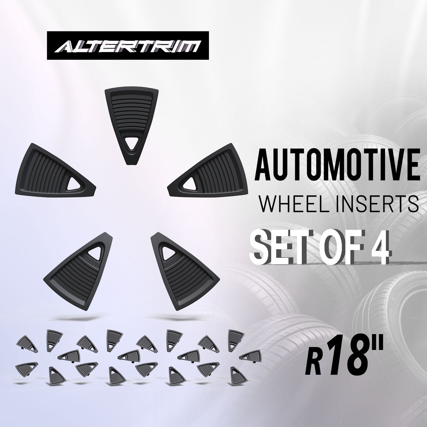 18 Inch Wheel Inserts for 2023-2025 Honda CR-V EX / EX-L - Matte Black (S1 Style)