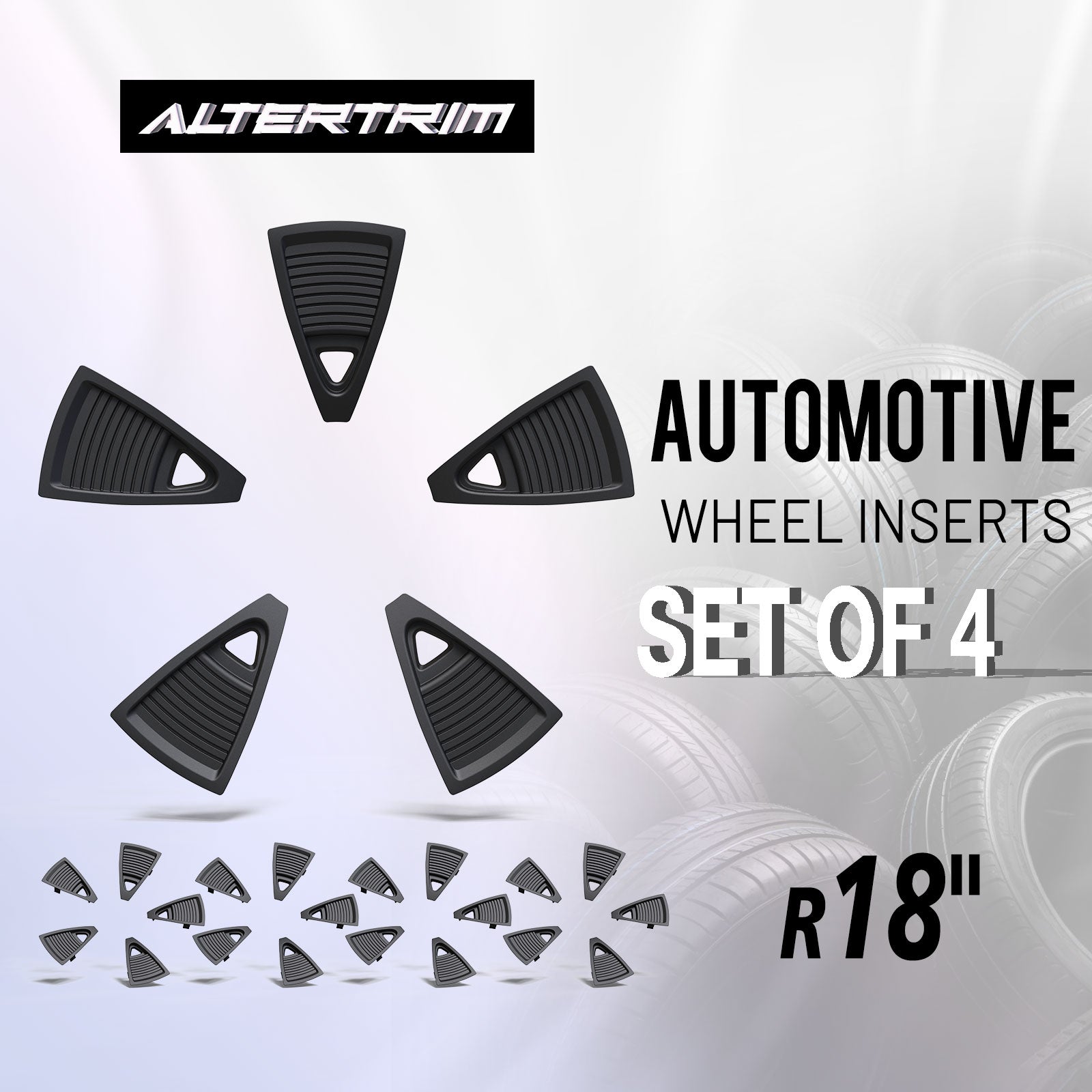 18 Inch Wheel Inserts for 2023-2025 Honda CR-V EX / EX-L - Matte Black (S1 Style)