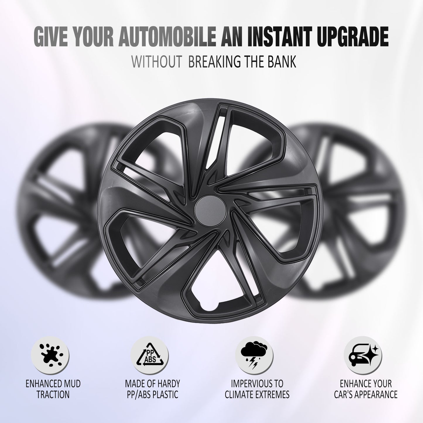 16 Inch Wheel Hubcaps for 2016-2026 Honda Civic Sedan - Matte Black