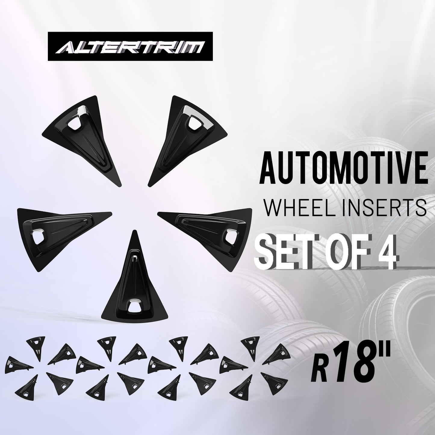 18 Inch Wheel Inserts for 2023-2025 Honda CR-V EX / EX-L - Black Lacquer (S2 Style)